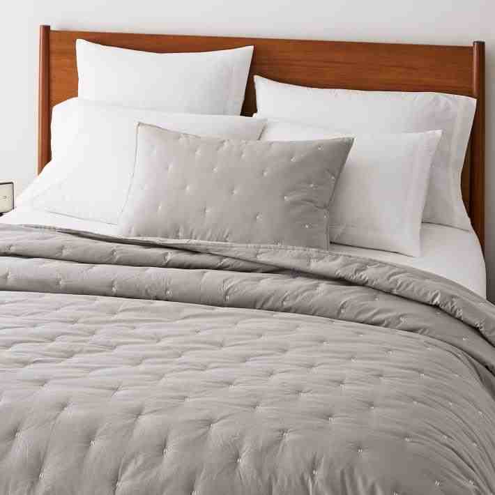 Organic Washed Cotton Quilt & Sham, Pearl Grey