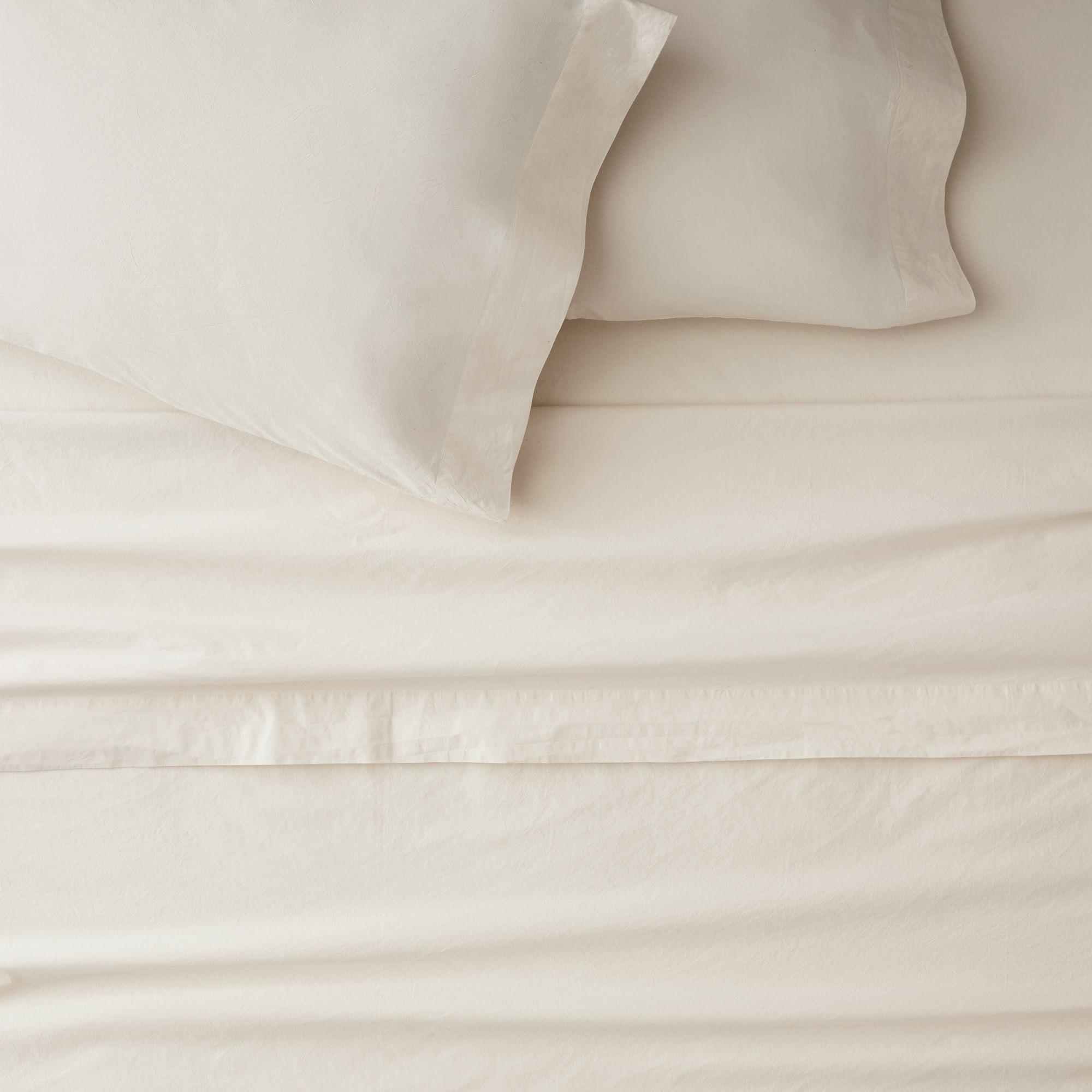 Washed Cotton Melange Simple Stripe Sheet Set, Light Heather Gray