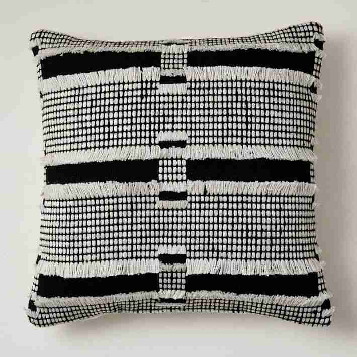 Outdoor Fringe Stripe Pillow, 20"x20"