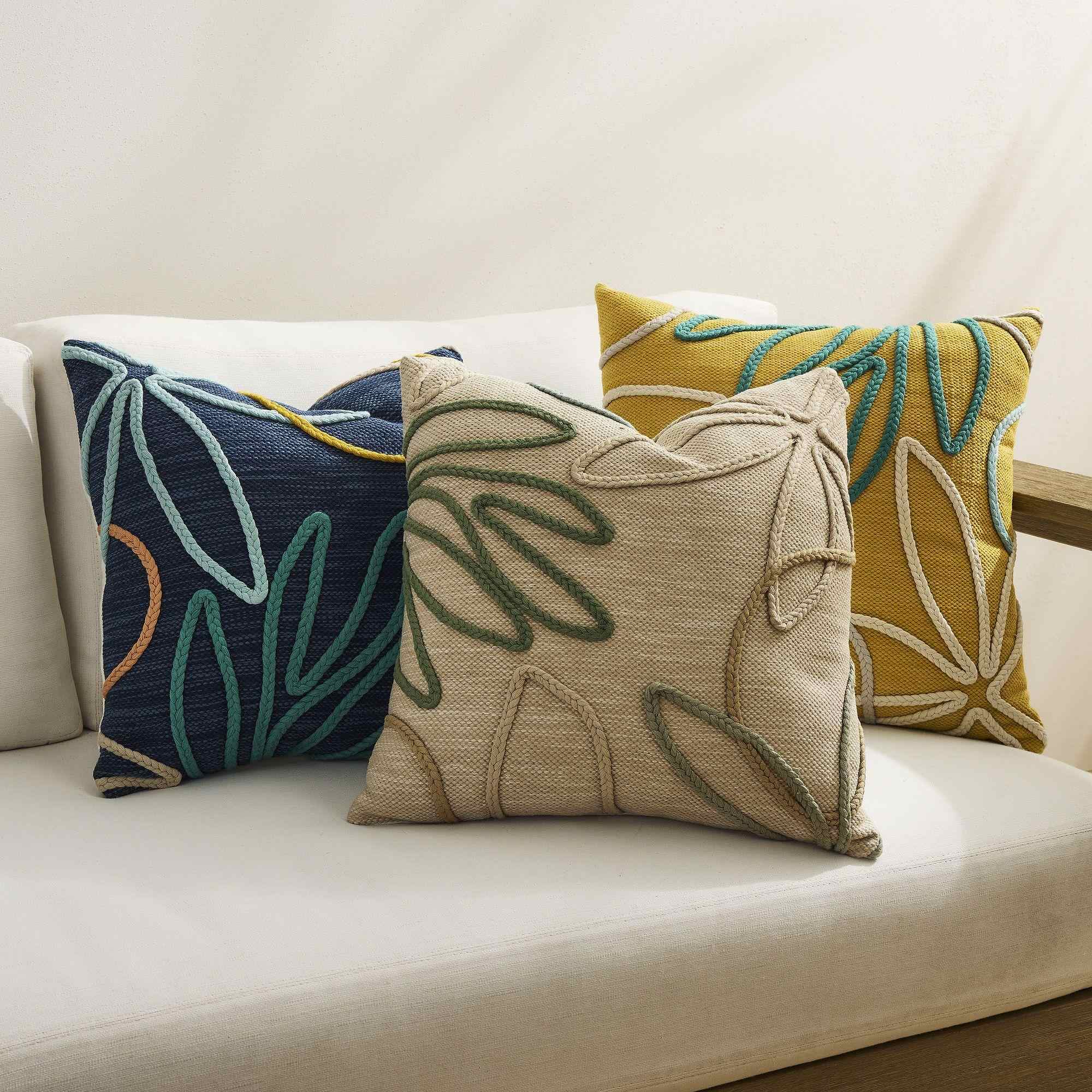 Outdoor Linework Floral Pillow