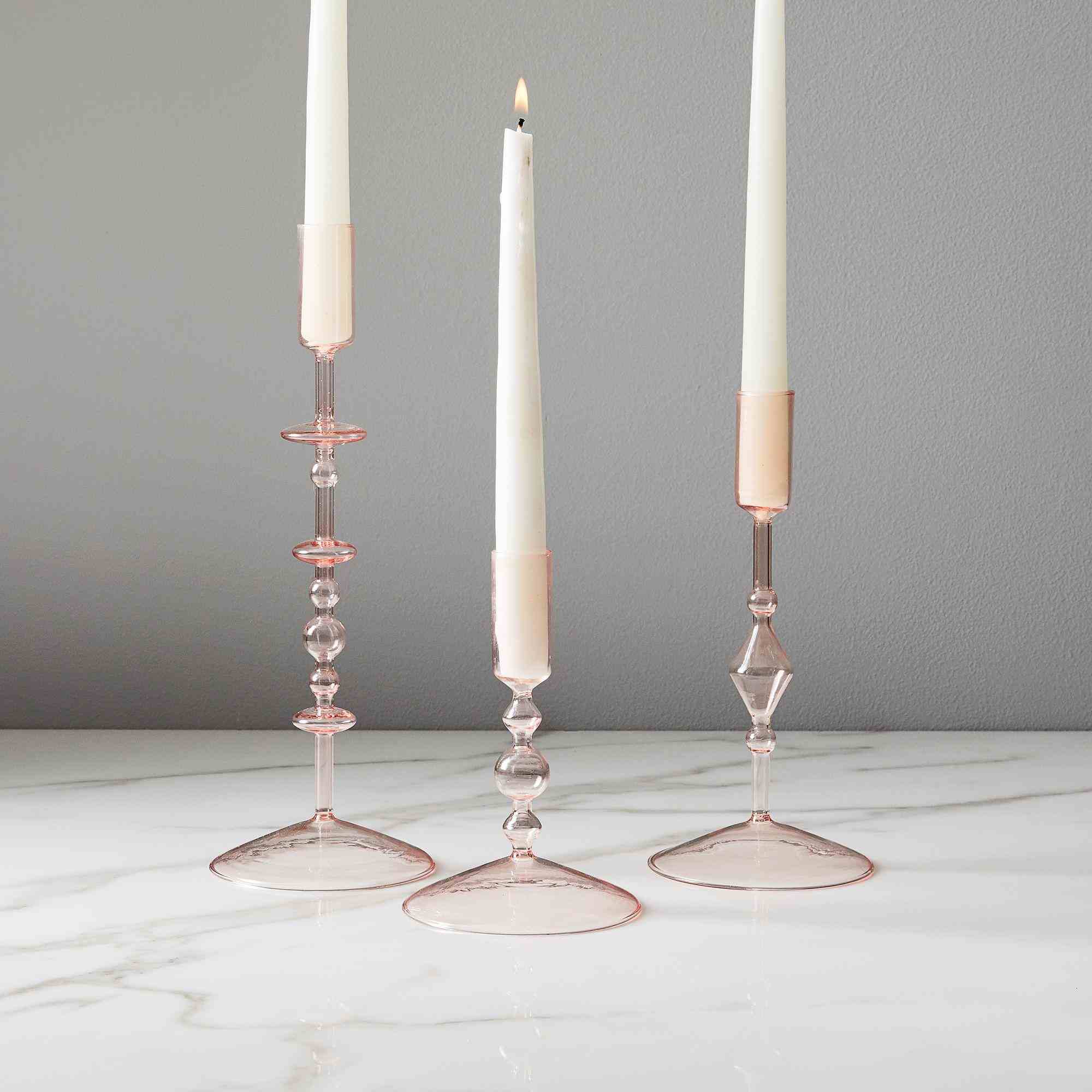 Paradiso Rose Glass Taper Holders
