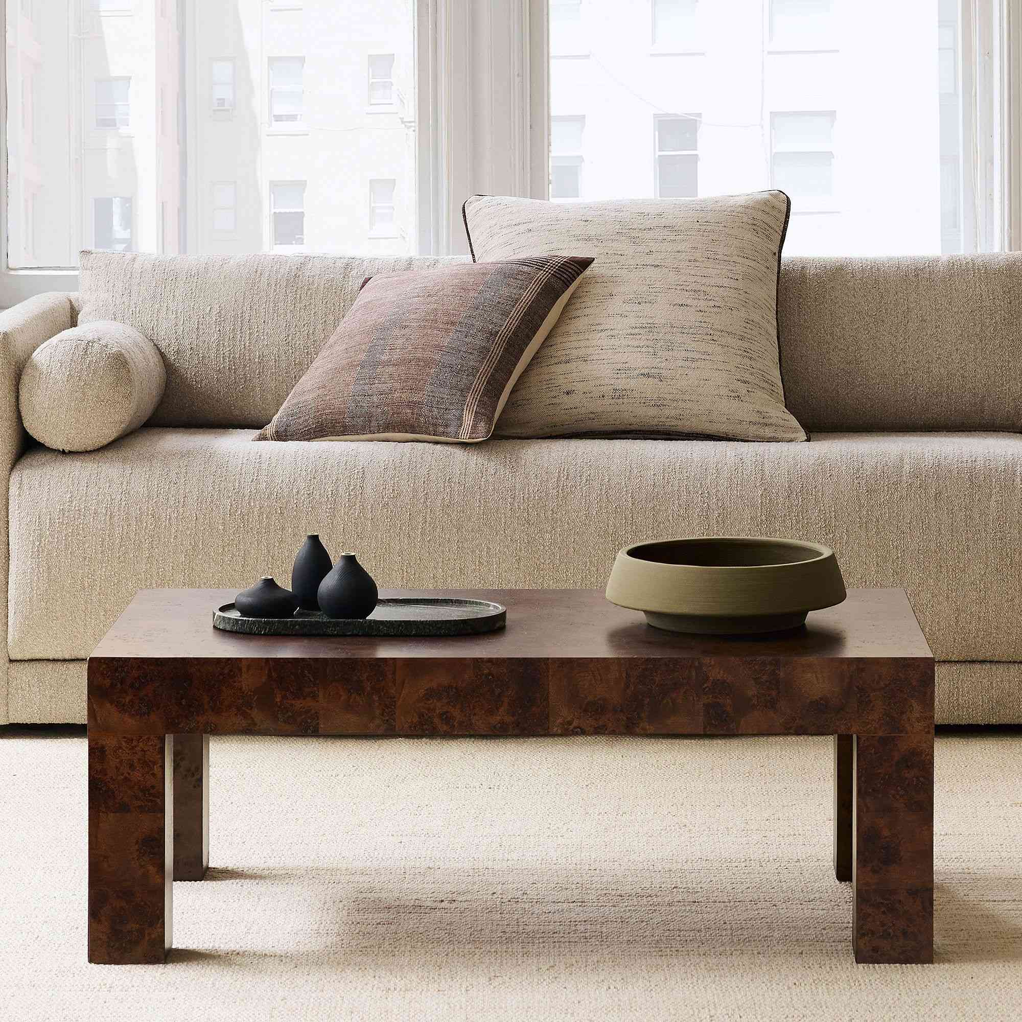 Parsons Burl Coffee Table (44")