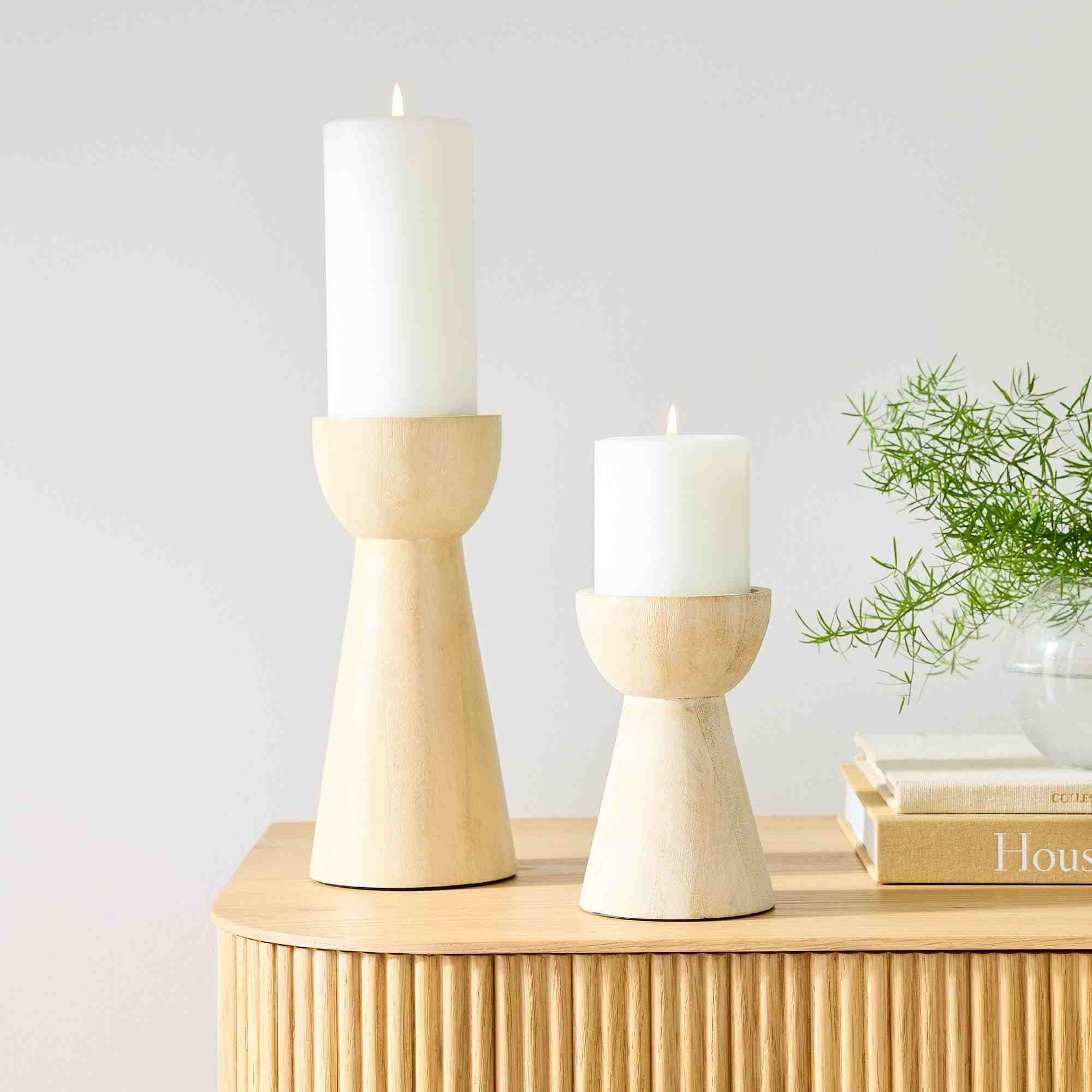 Pure Wood Pillar Candle Holders