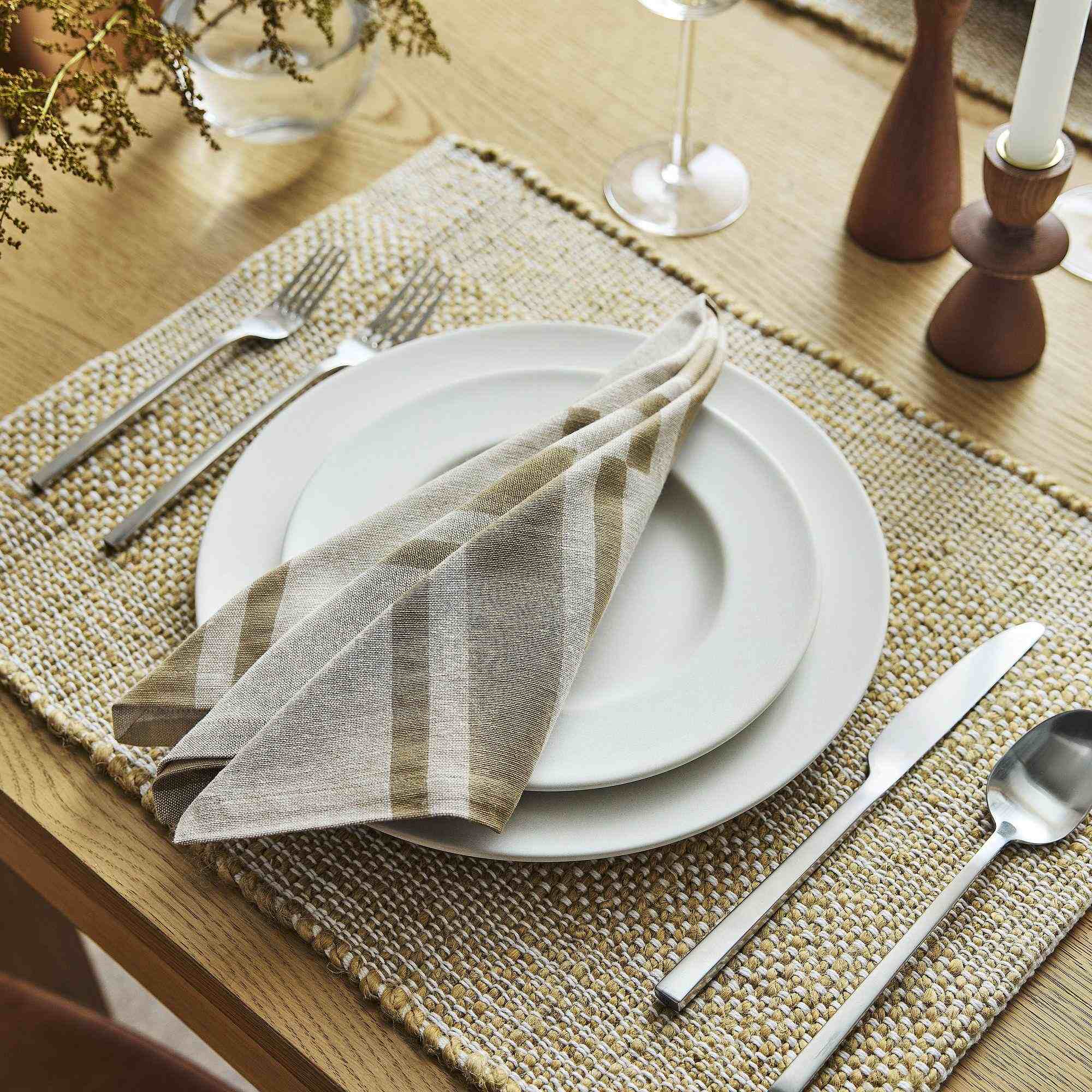 Quincy Block Print Stripe Napkin Sets