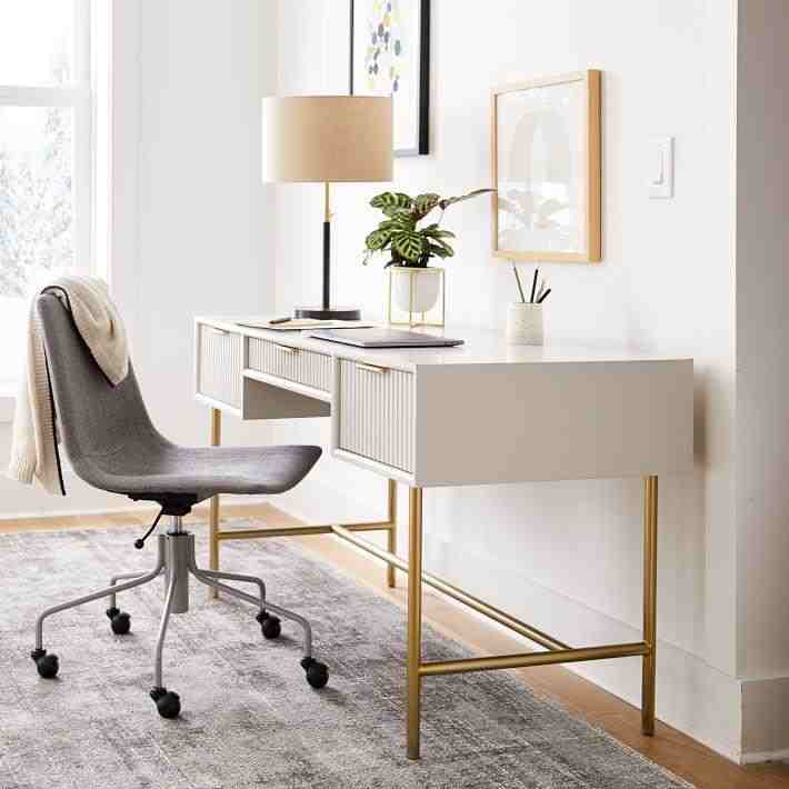 Quinn Desk, Haze, Antique Brass
