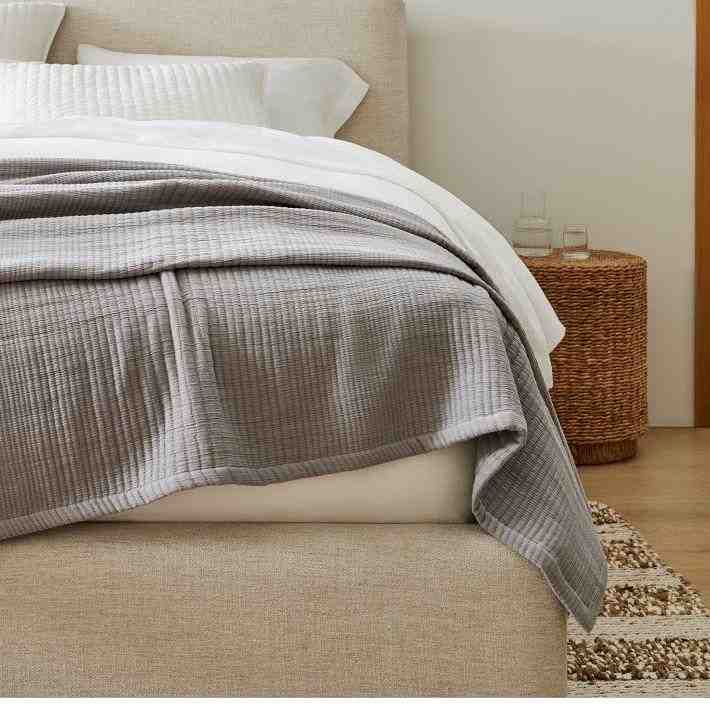 Ribbed Blanket, Pearl Grey