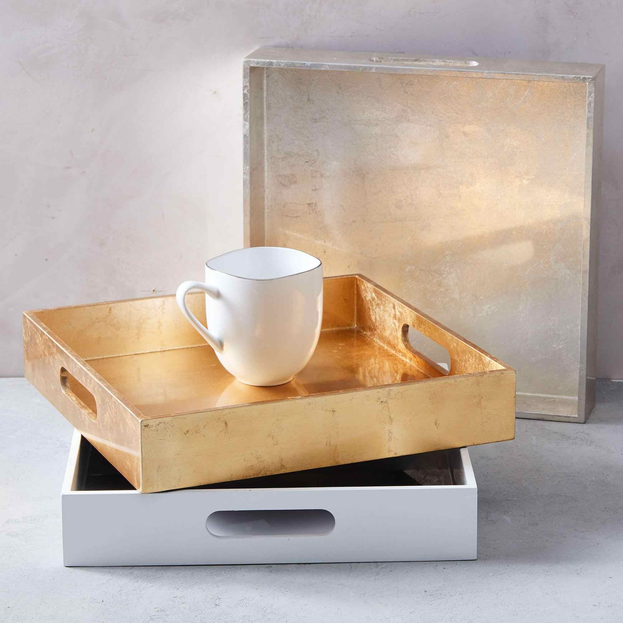 Wood Tray12x12Gold Leaf