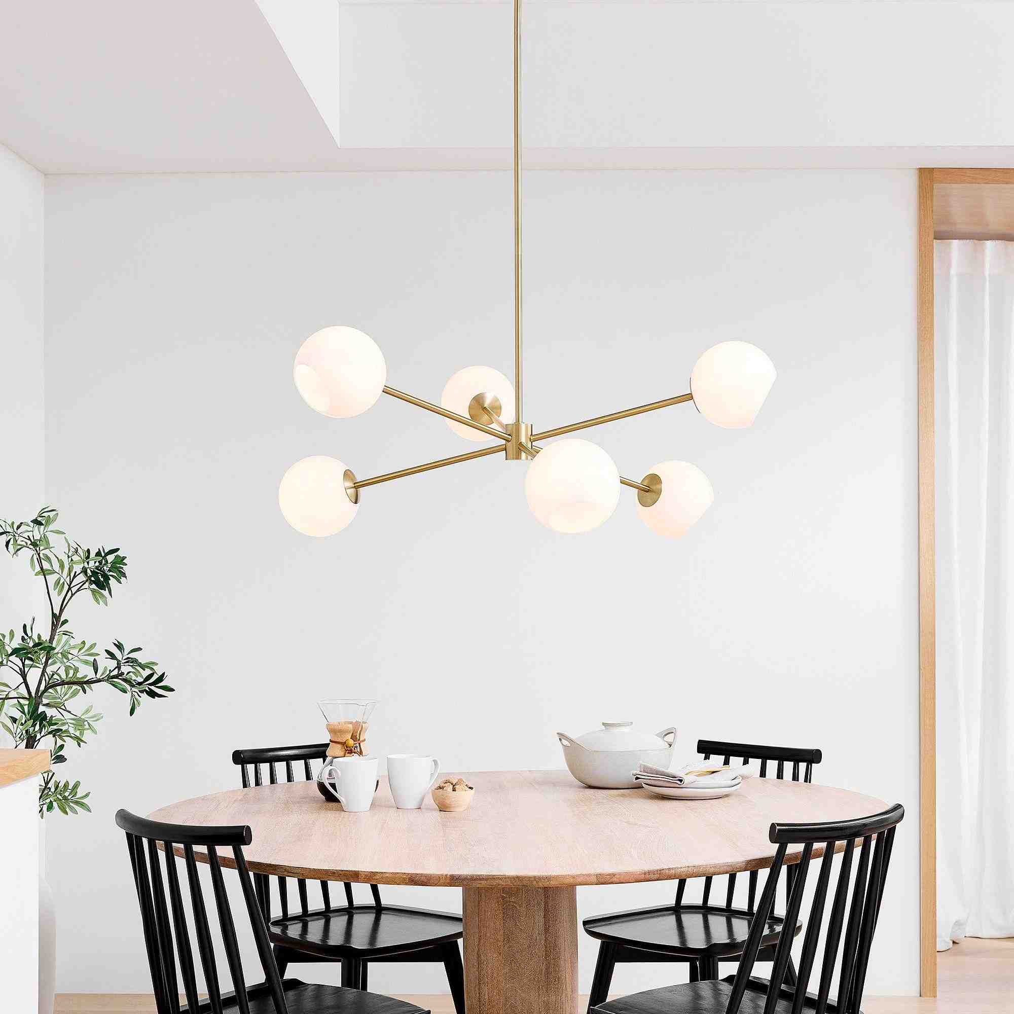 Staggered Glass 6-Light Chandelier (37") - Milk