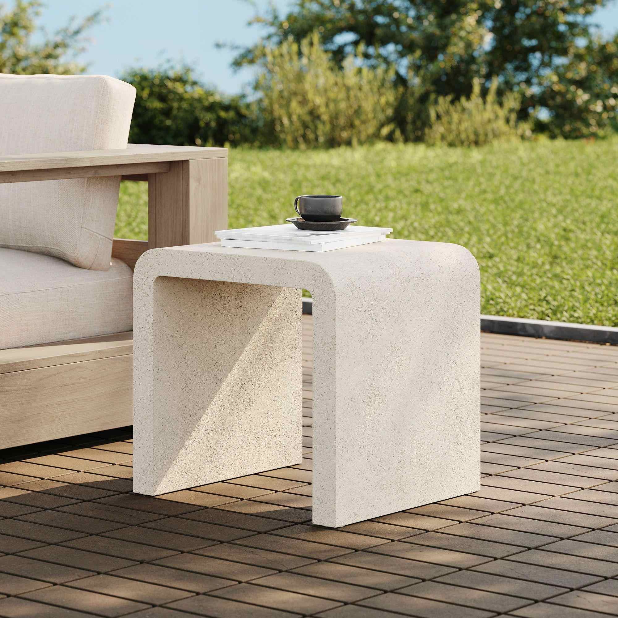 Syros Outdoor Waterfall Side Table (19")