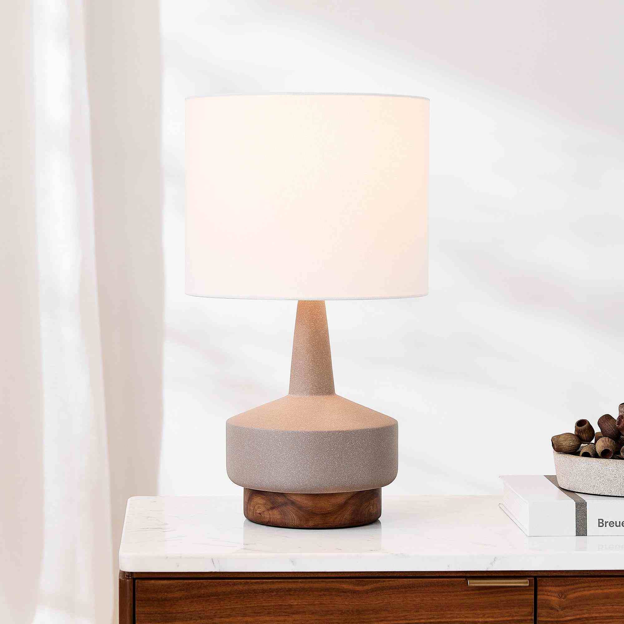 Wood & Ceramic Table Lamp - Medium