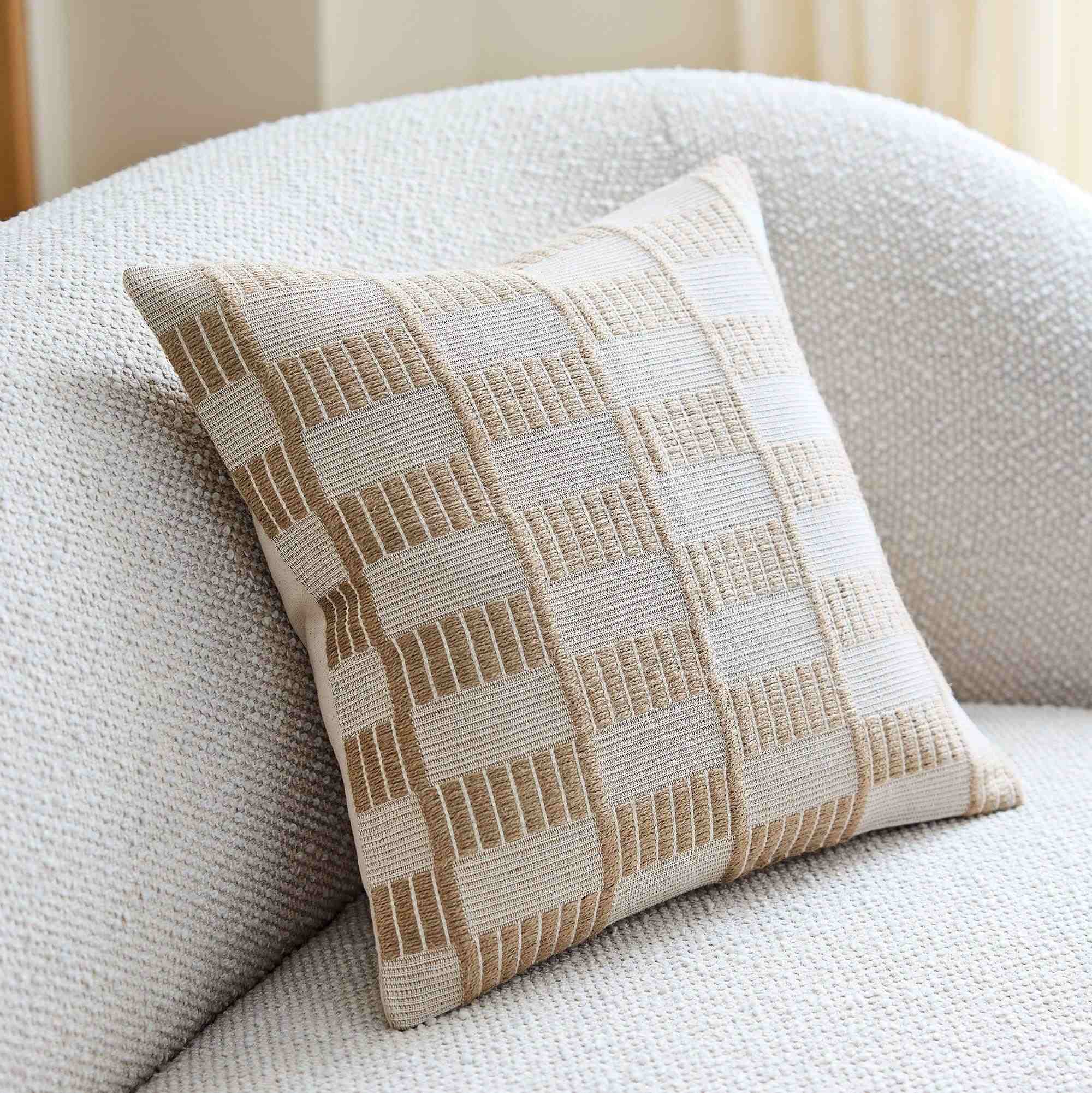 Woven Checker Jute Pillow Cover