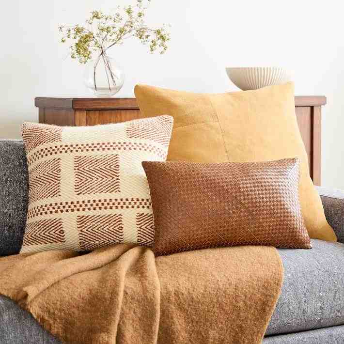 Woven Leather Pillow Cover