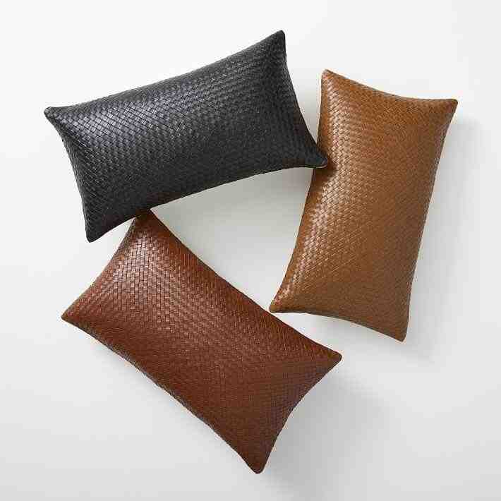 west elm | Woven Leather Pillow Cover