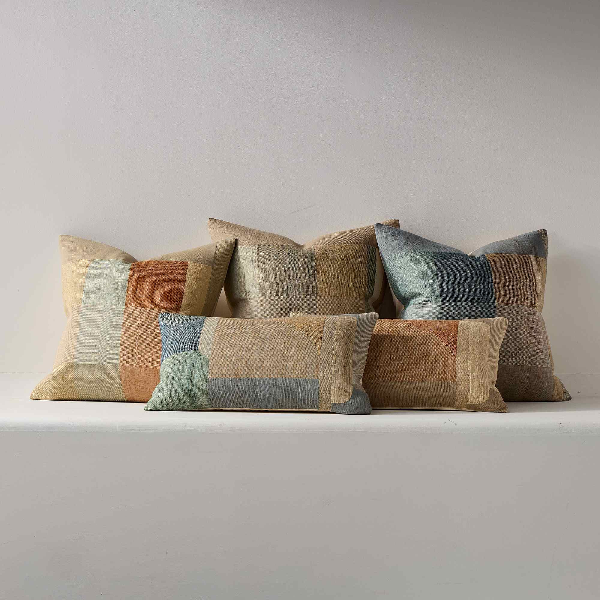 Woven Silk Patches Pillow Cover