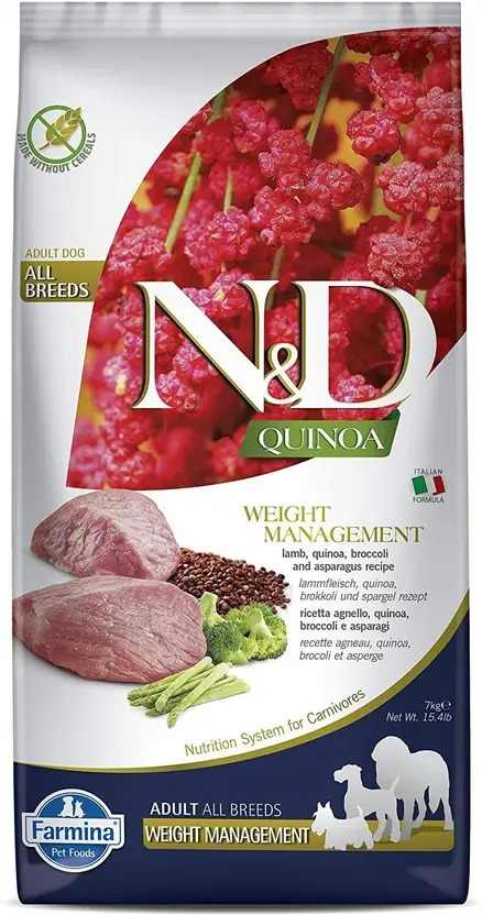N & D Quinoa Dog Weight Management Lamb Adult, 7 Kg