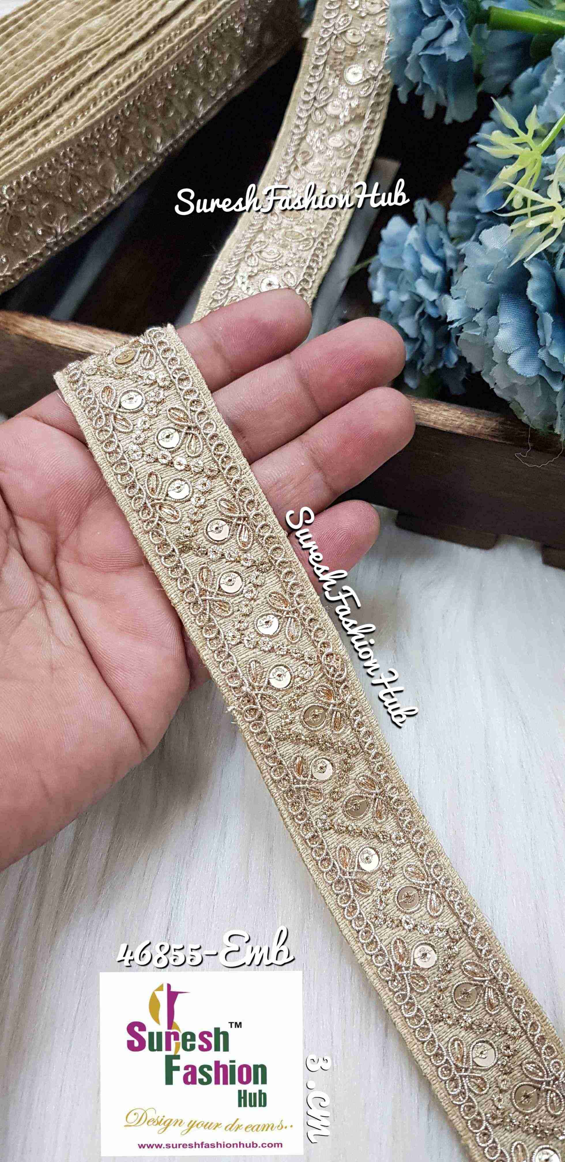 Golden Sequin With Zari Splendor Phone  Borders Laces