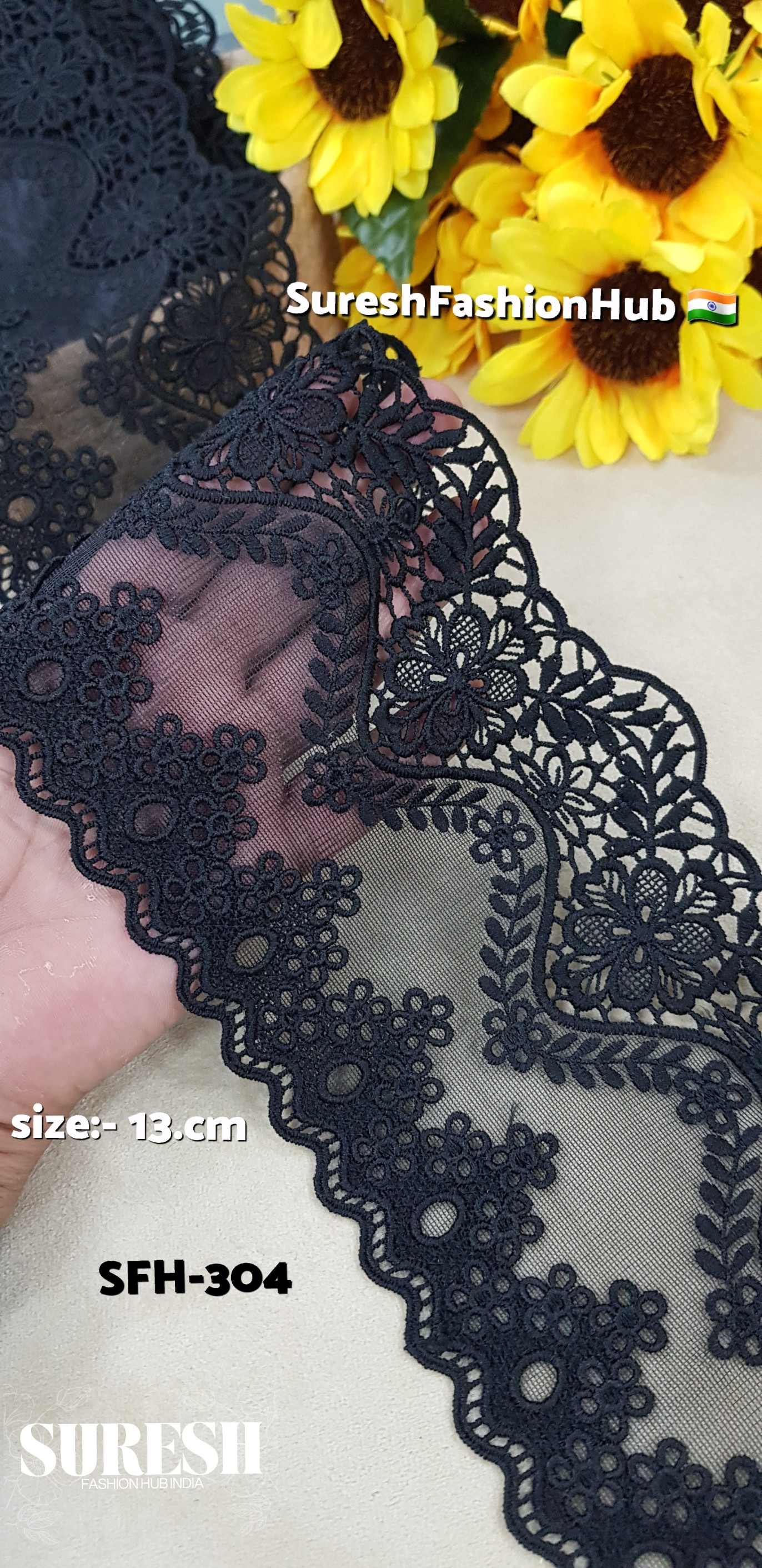 Velvet Night Dual Scallop Lace – Black. SFH-304