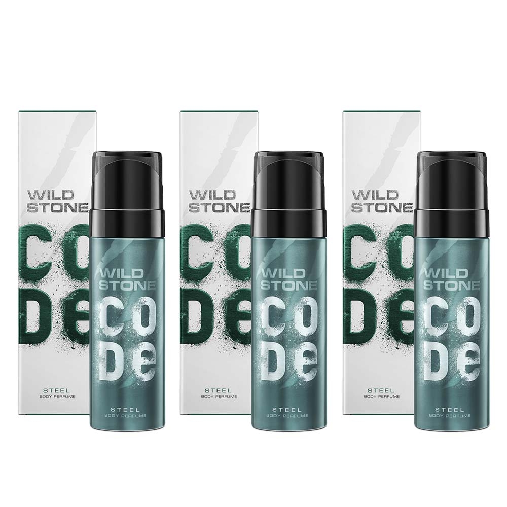 Wild Stone | Wild Stone Code Steel Body Perfume Spray for Men Pack of 3 (120ml Each) 0