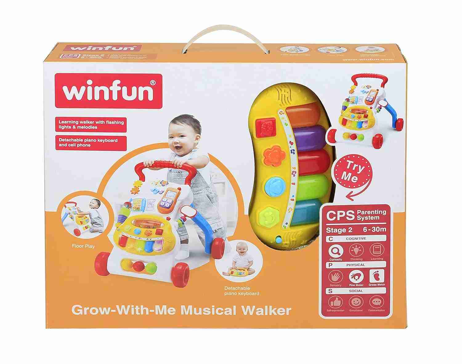 Winfun Grow-with-Me Musical Walker- Multicolour