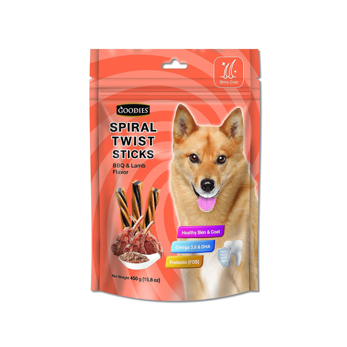 Goodies Spiral Twist Sticks Barbaque & Lamb Dog Treat - 450 Gm