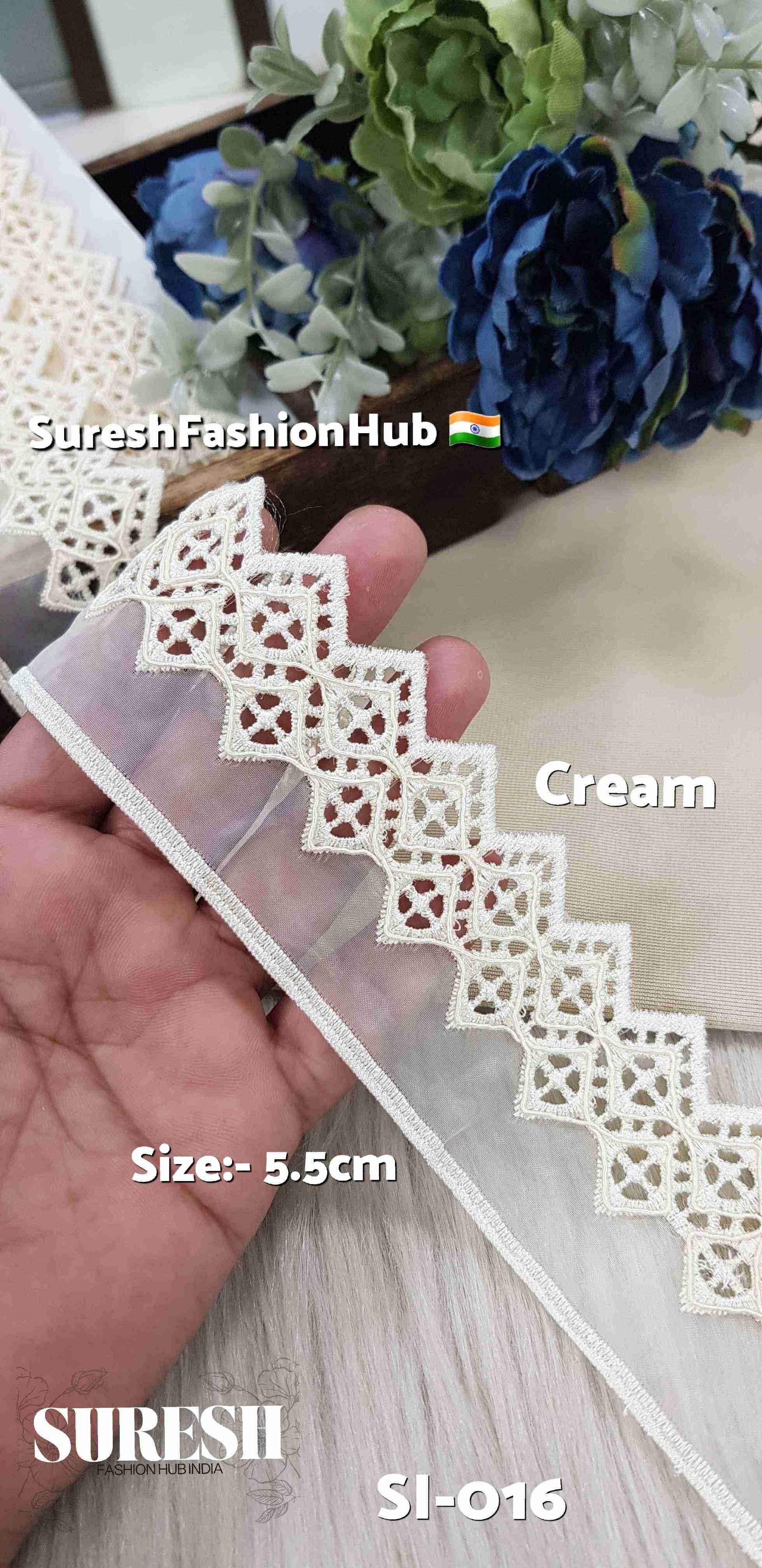 Graceful Charm Cream Organza Cutwork Lace