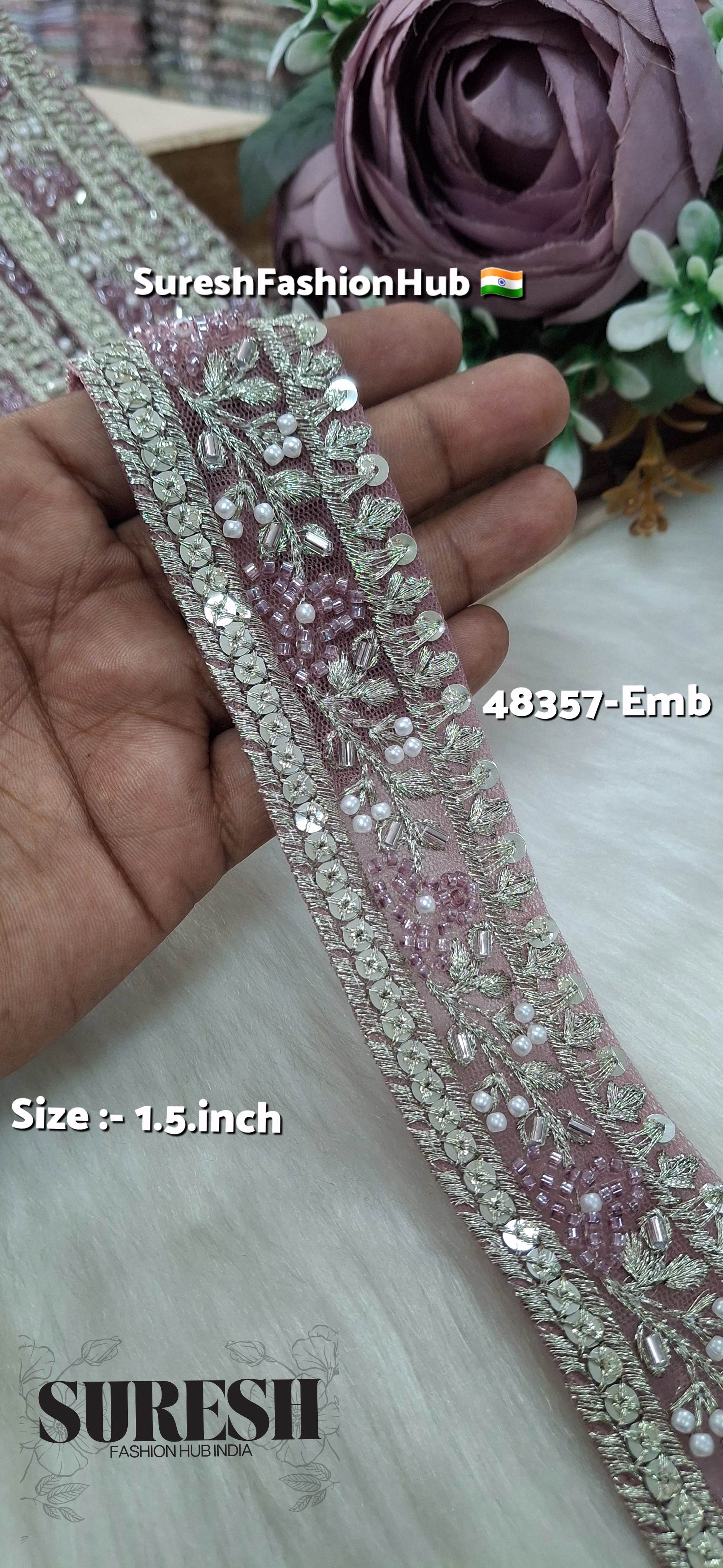 Beaded Floral Charm Net Embroidered Lace