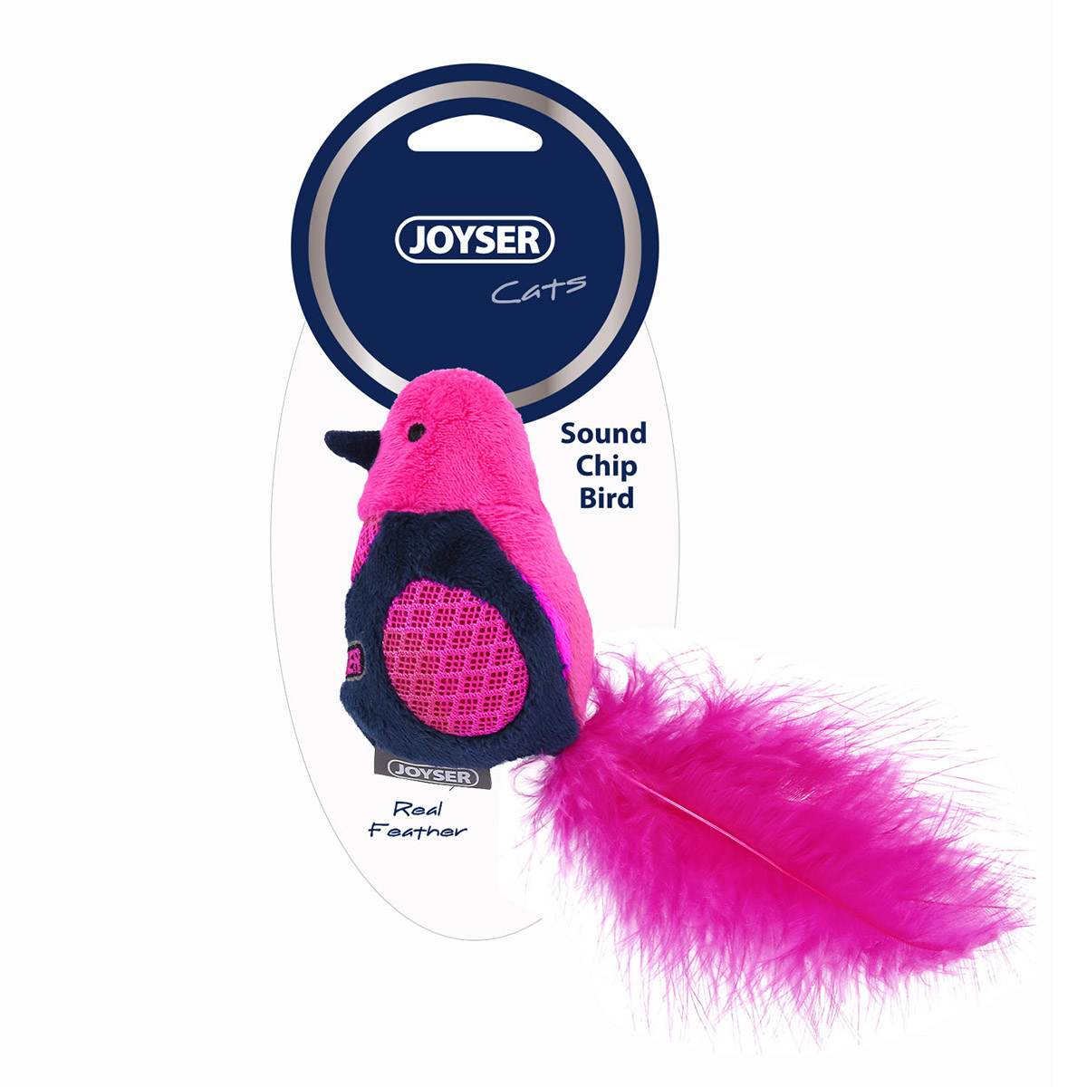 Joyser Cat Bird with Feather & Sound Chip (Pink/Blue)