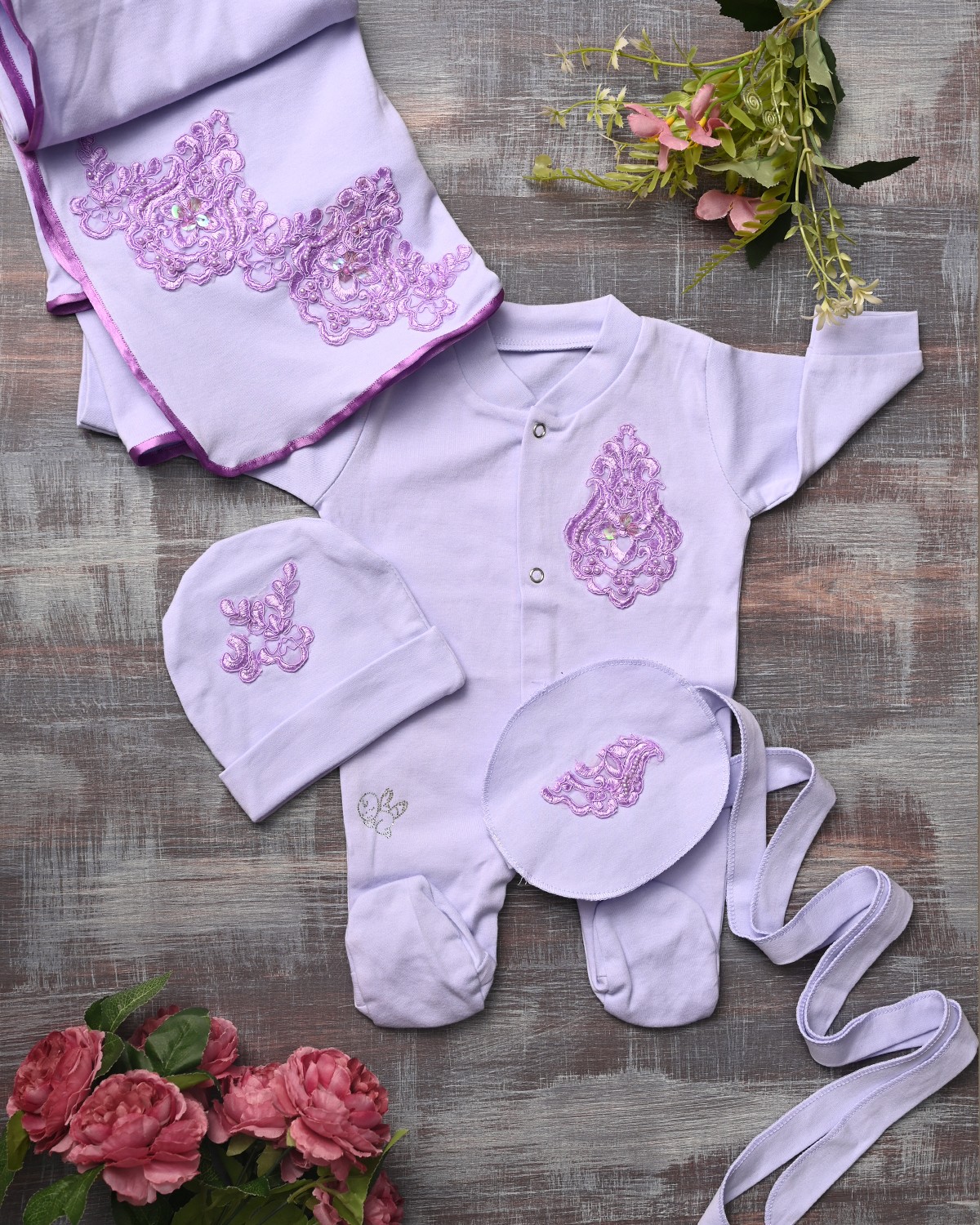 Lavender LoveBug Romper Set