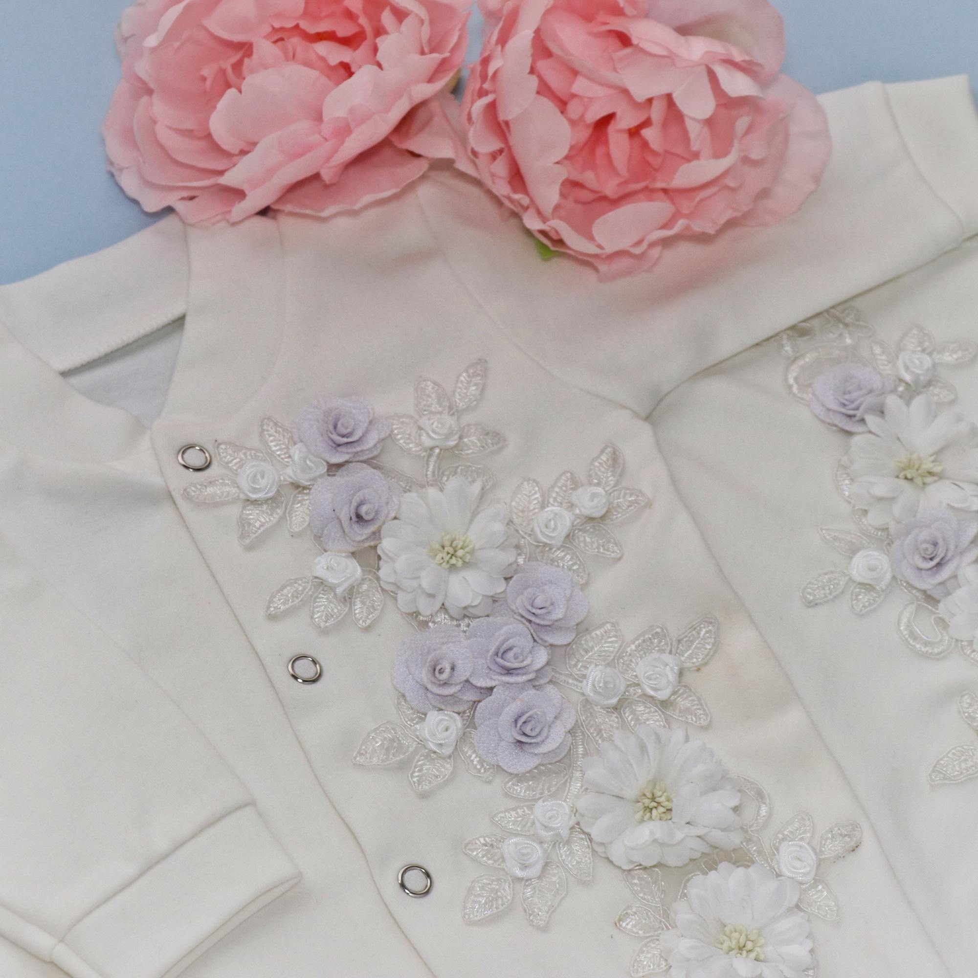 Creamy Blossoms Romper Set