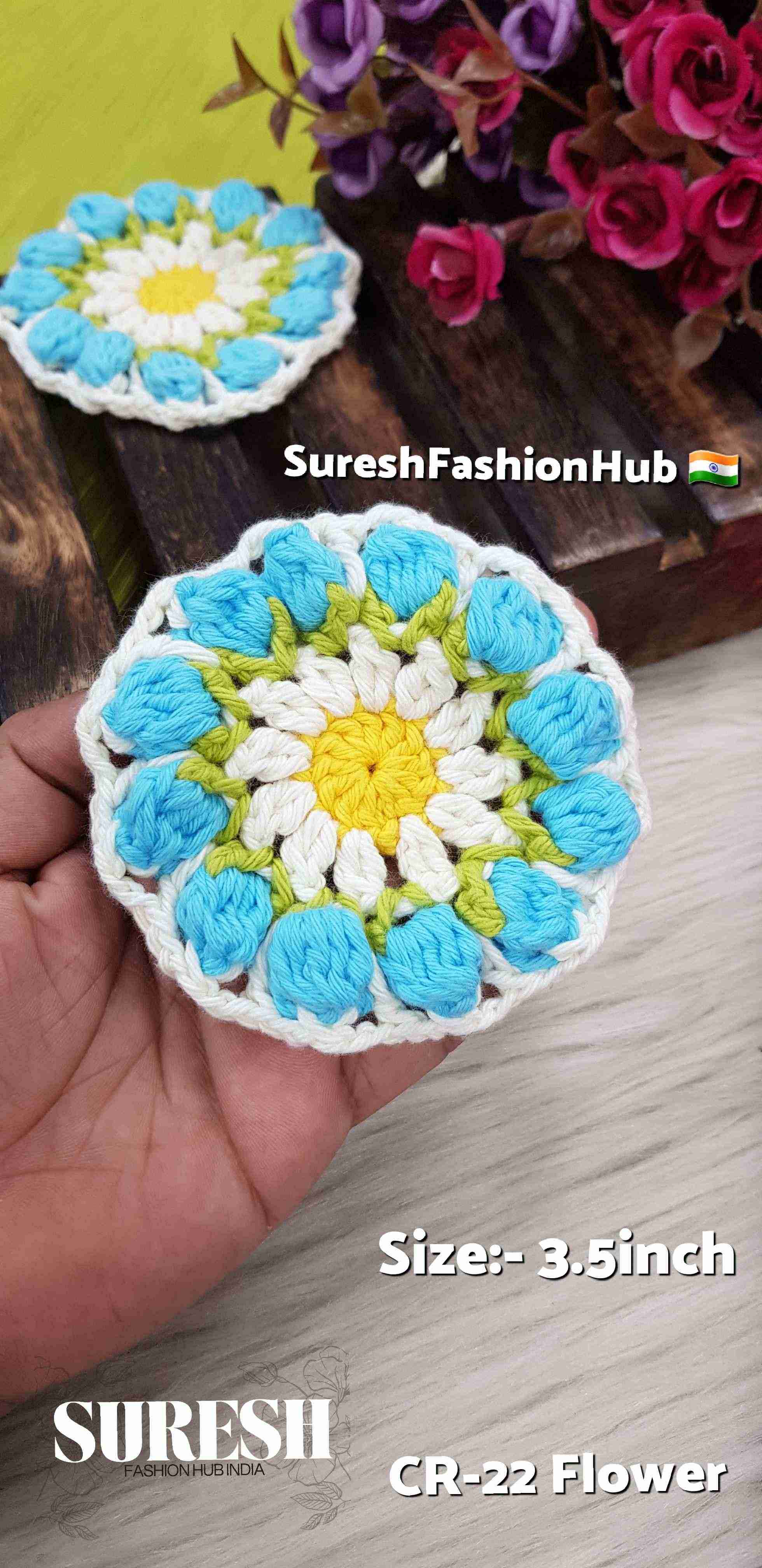 Sky Mist Crochet Flower Patch – Sky Blue | Cr-22
