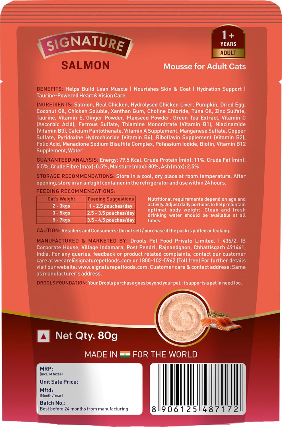 Signature Salmon Mousse Adult Cat Wet Food, 80g