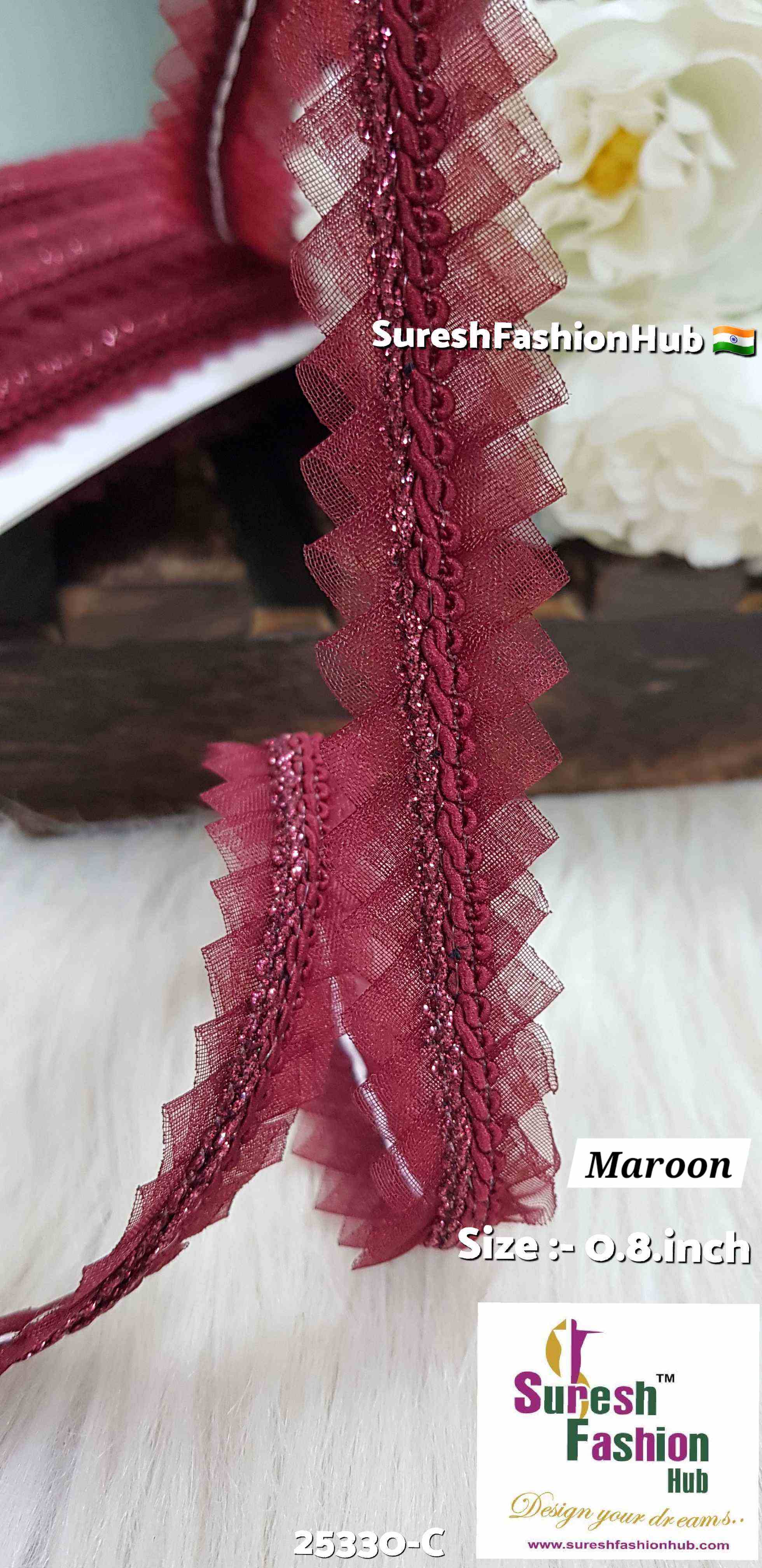 "Intricate Decorative Jhalar Lace with Cutwork Design for Festive Attire"