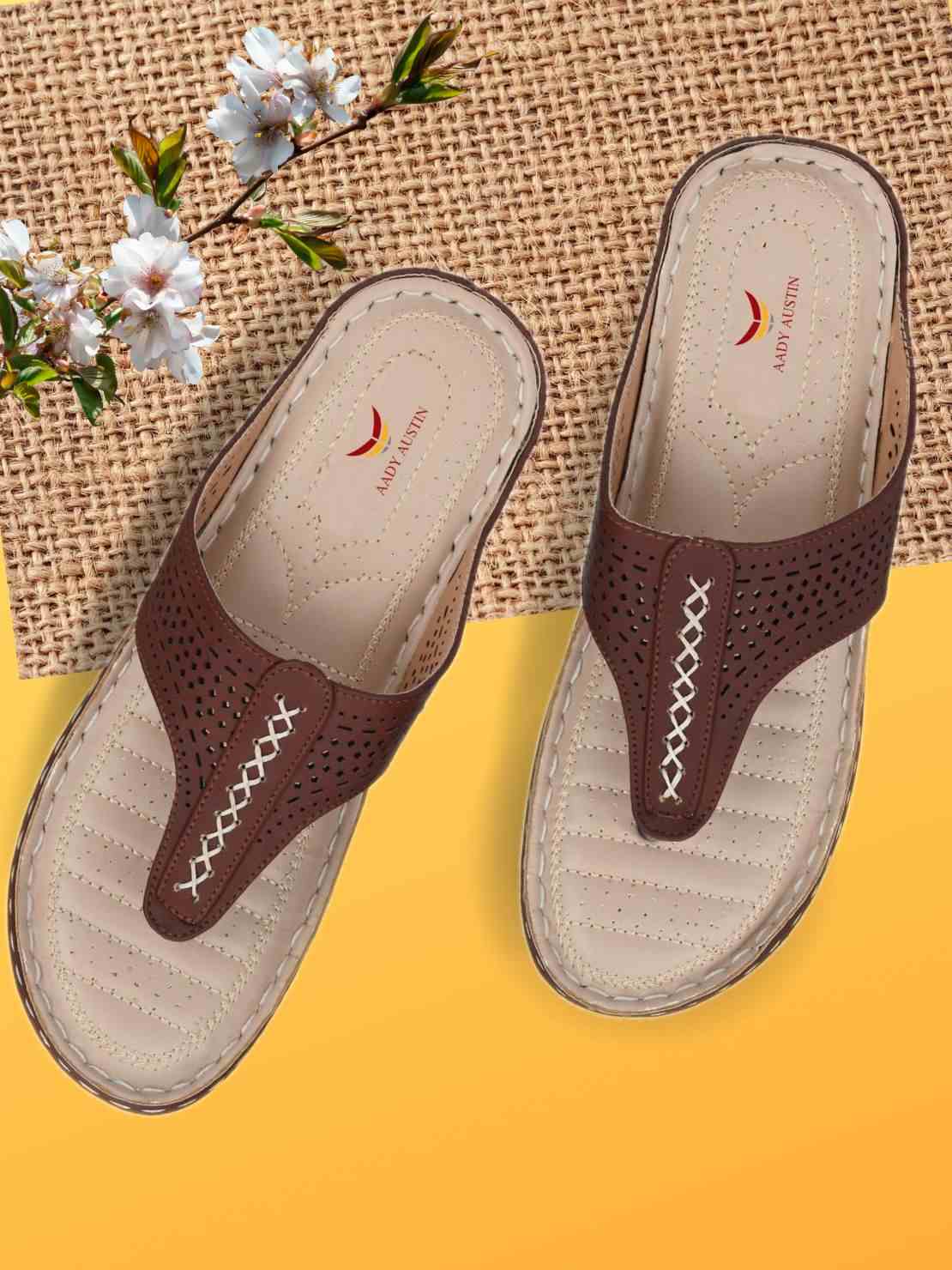 Aady Austin Women s Brown Synthetic Orthopedic Slippers