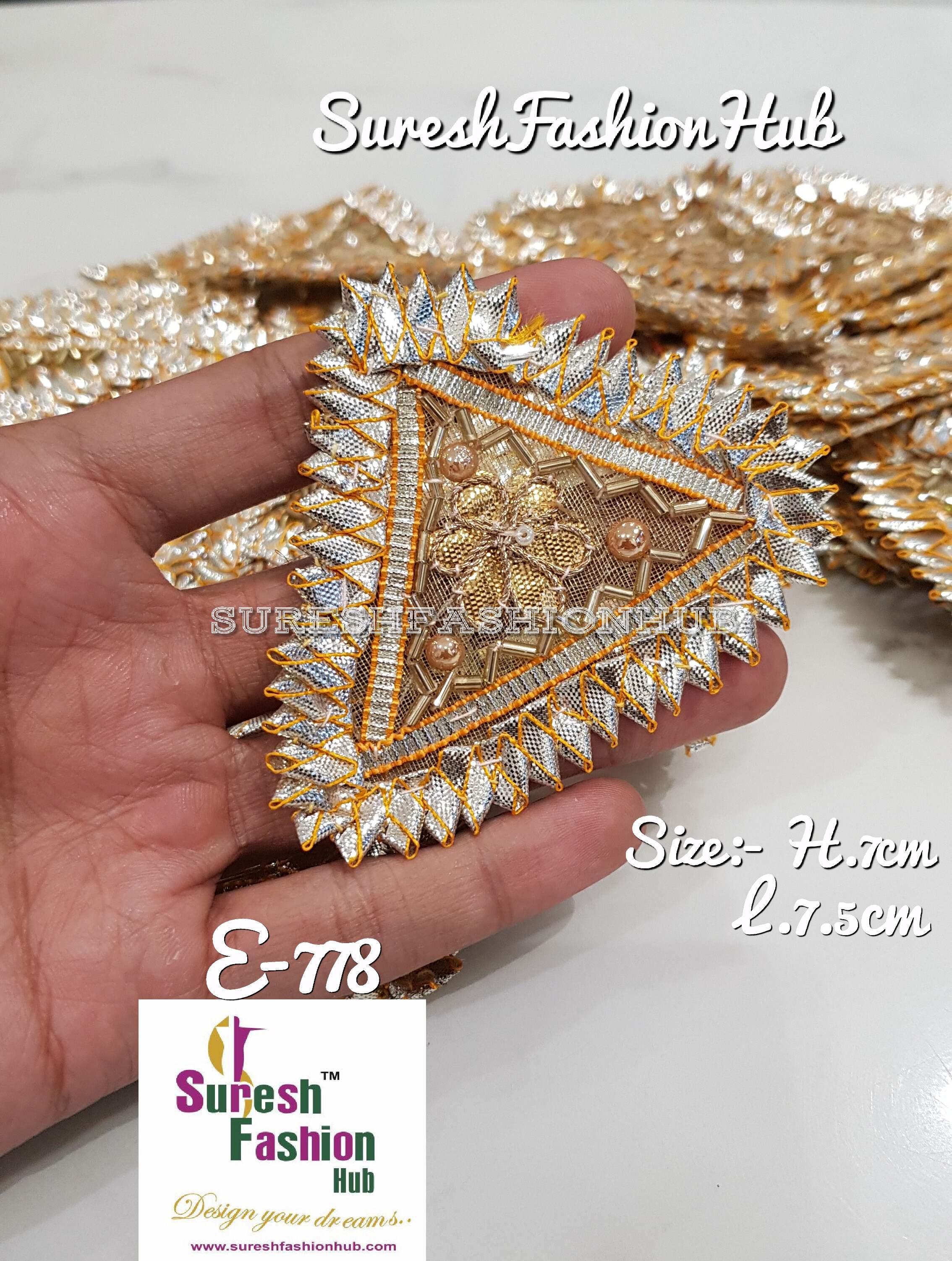 Triangular Flower Gota Patti Golden Patch