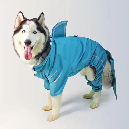 Dogobow Shark Body Suit Raincoat for Dogs and Cats, Blue