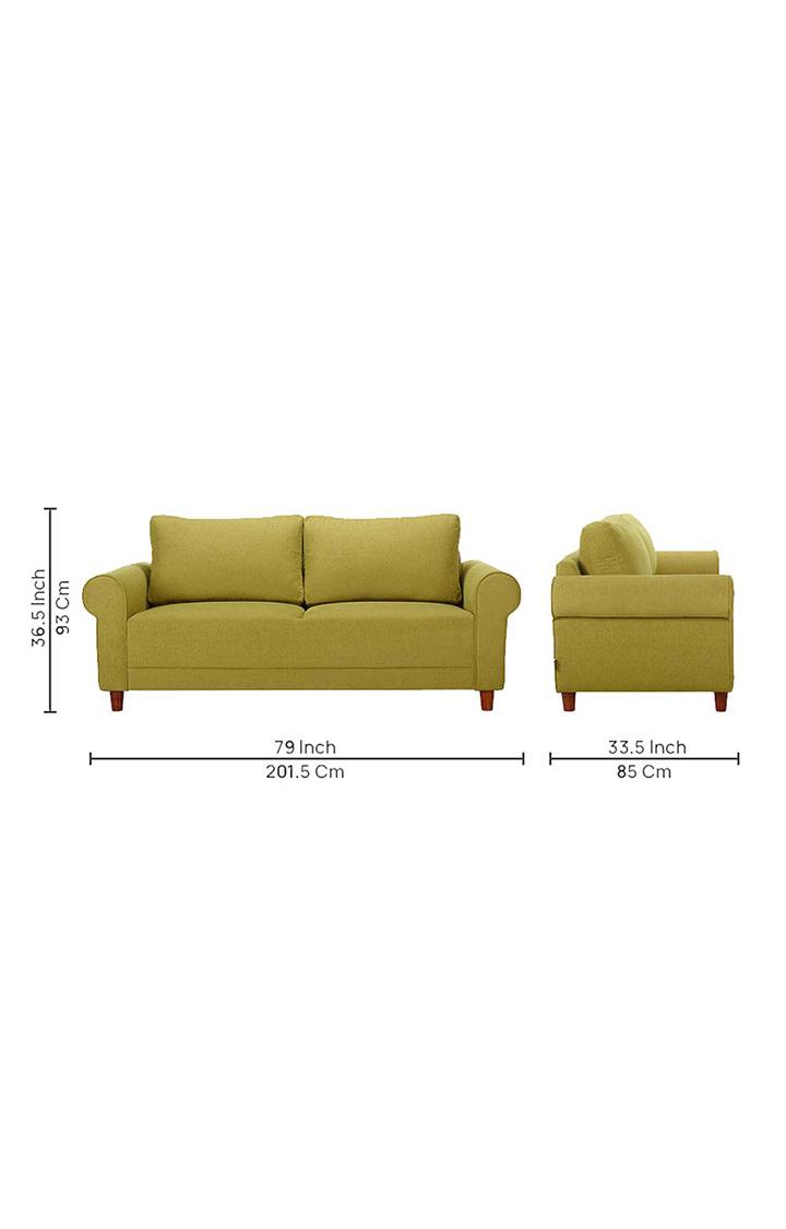neudot Melody Sofa for Living Room |3 Persons Sofa|Premium Fabric with Padded Cushioned Armrest | Solid Wood Frame|3 Seater in Mellow Green Color