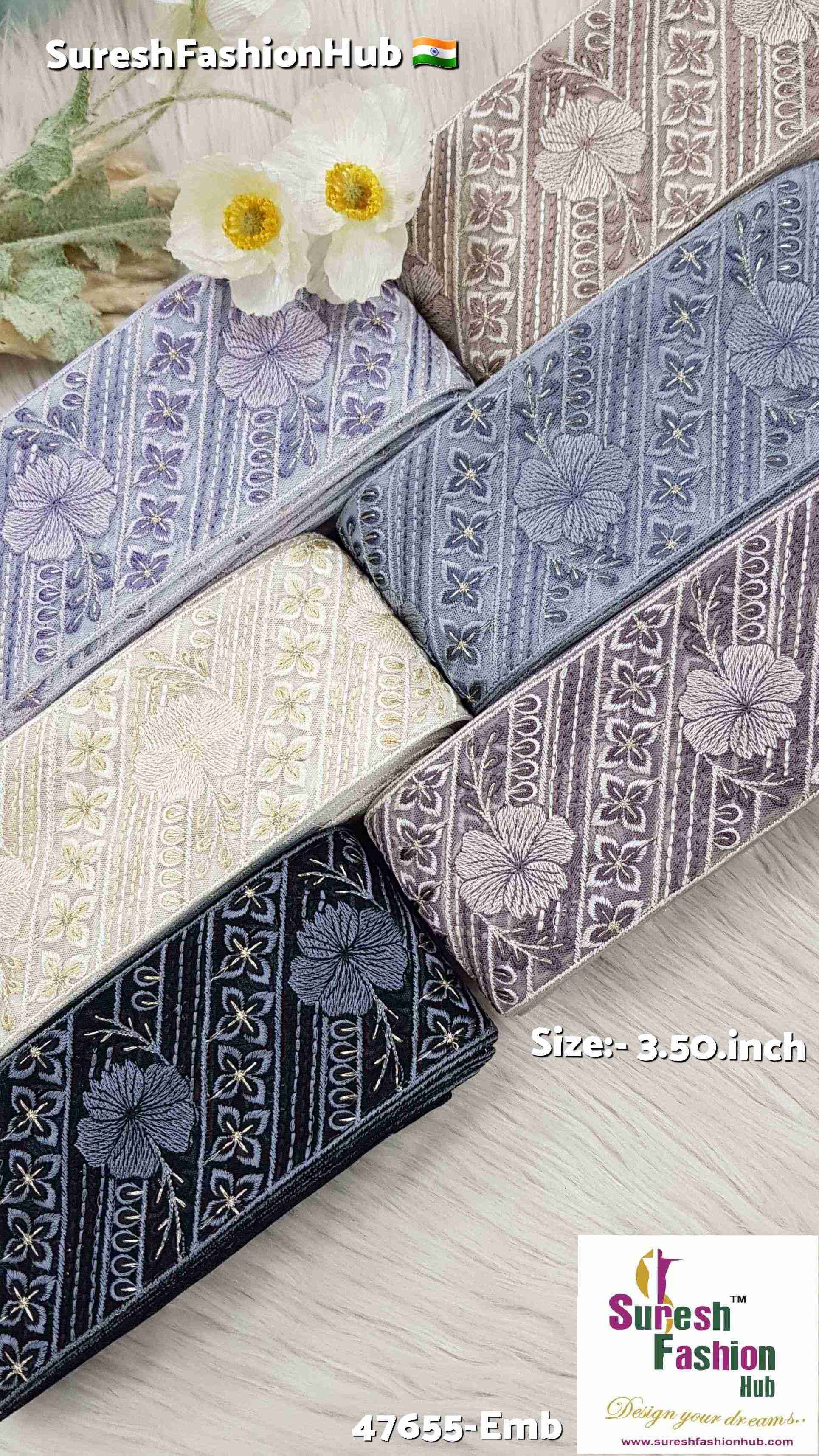 Grey Golden Bloom Geometric Embroidery Lace