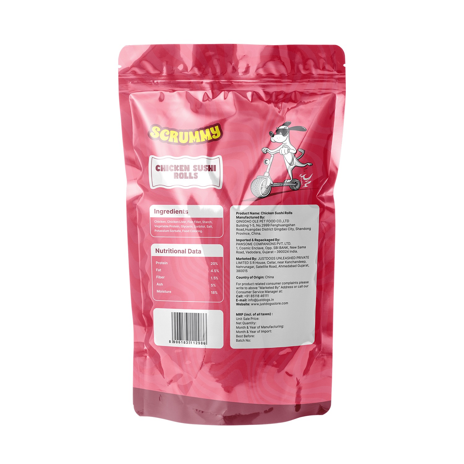 Scrummy Chicken Sushi Rolls-Big Dog Treats 70g