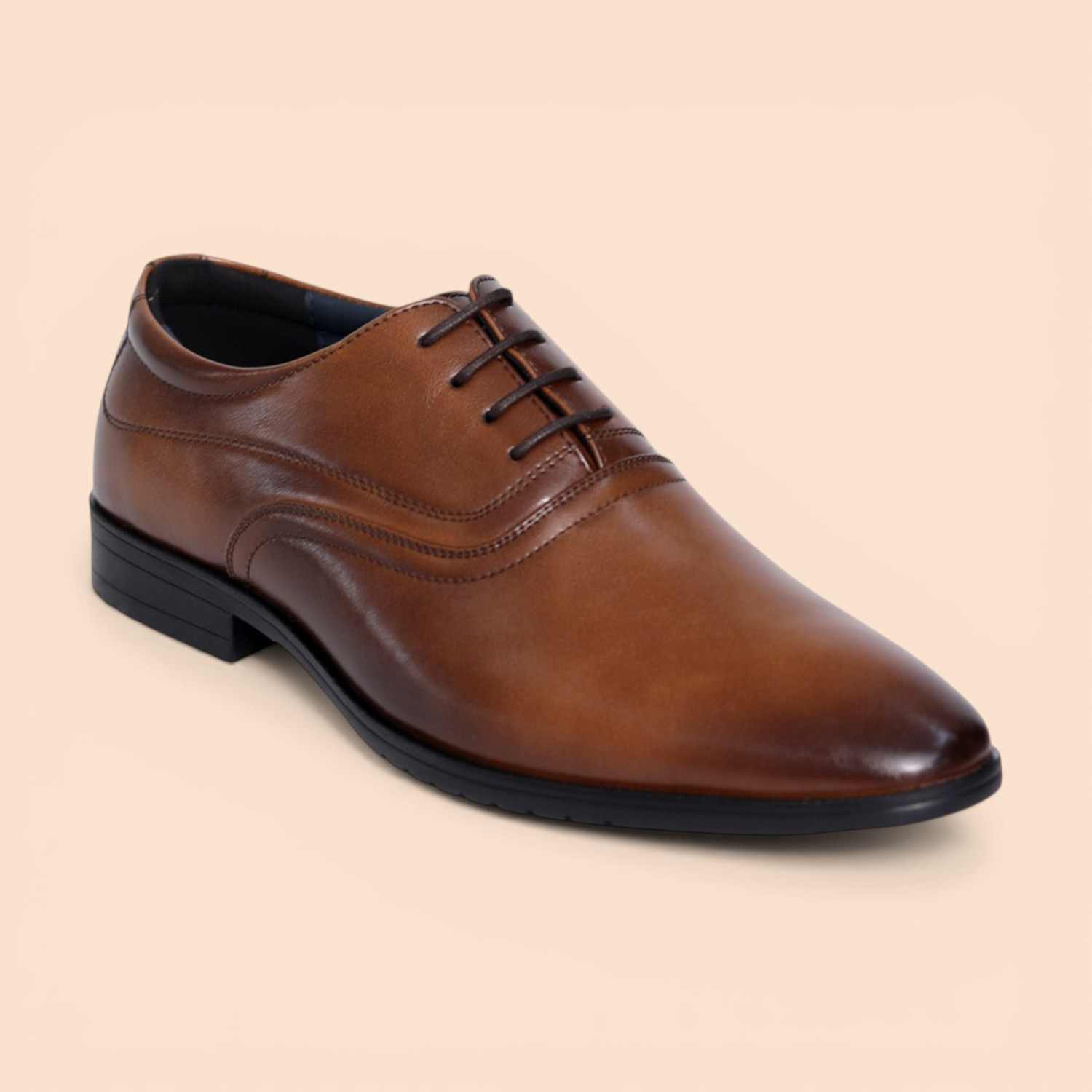 Men Smooth Leather Tan Oxfords