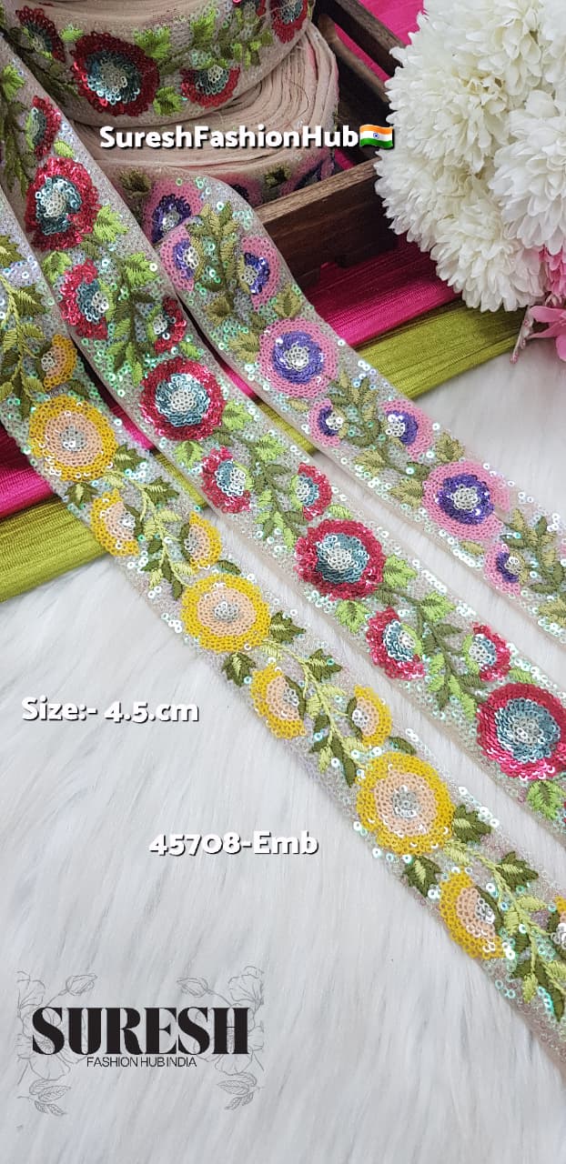 Pink Purple Meadow Bloom Lace – 45708-EMB
