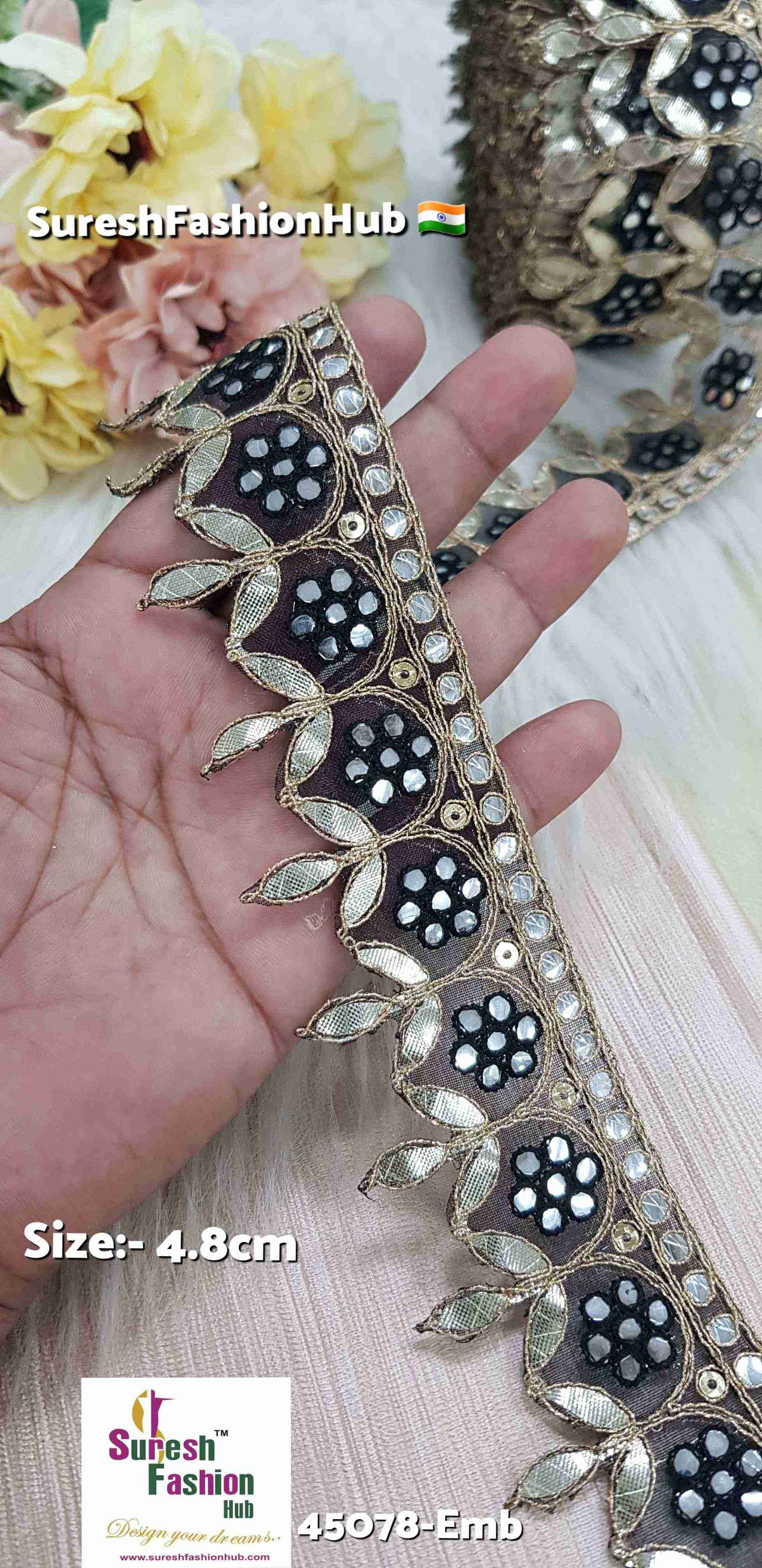 Black Mirror Bloom Single-Cut Gota Lace