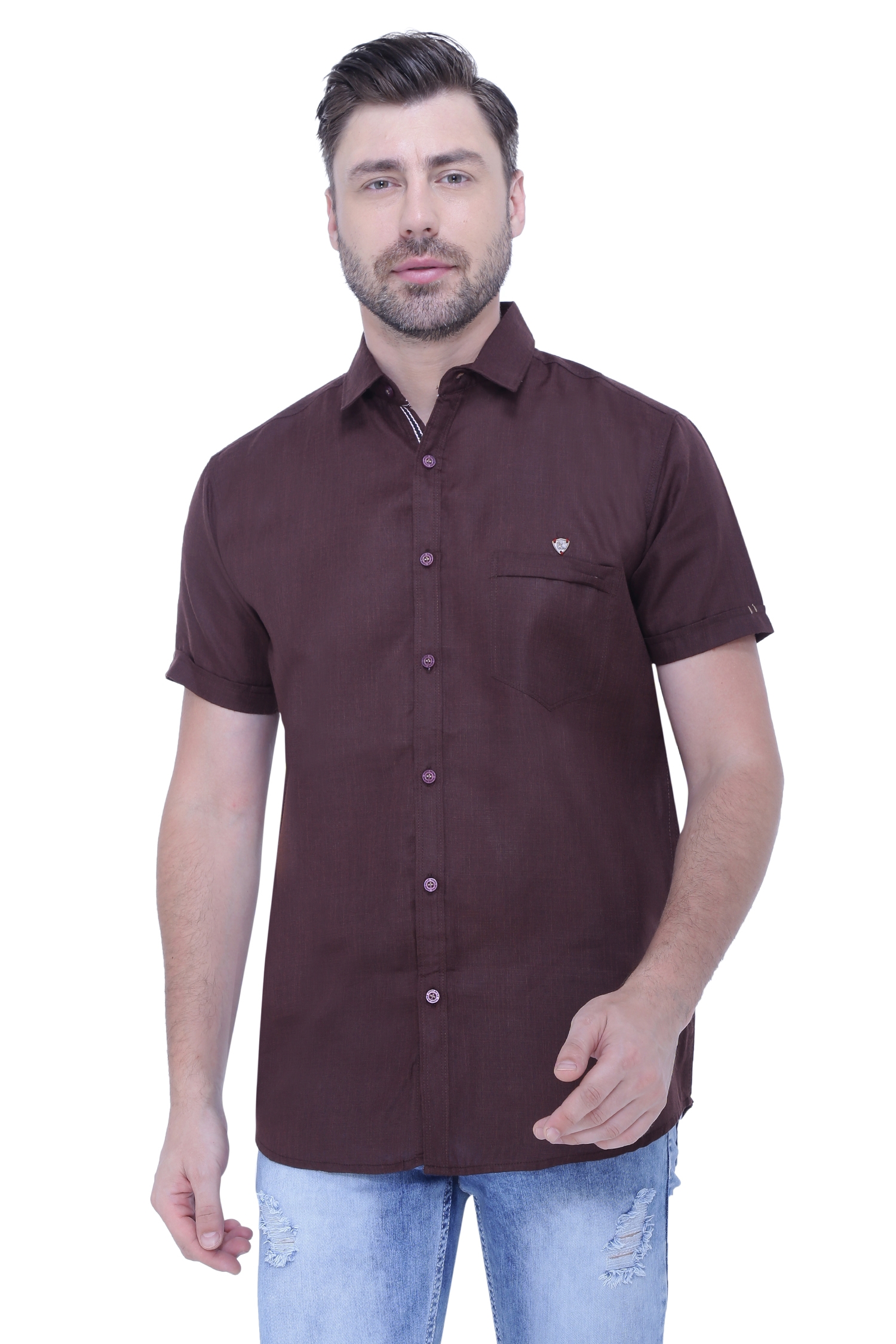 Kuons Avenue | Kuons Avenue Men's Linen Blend Half Sleeves Casual Shirt-KACLHS1240 0