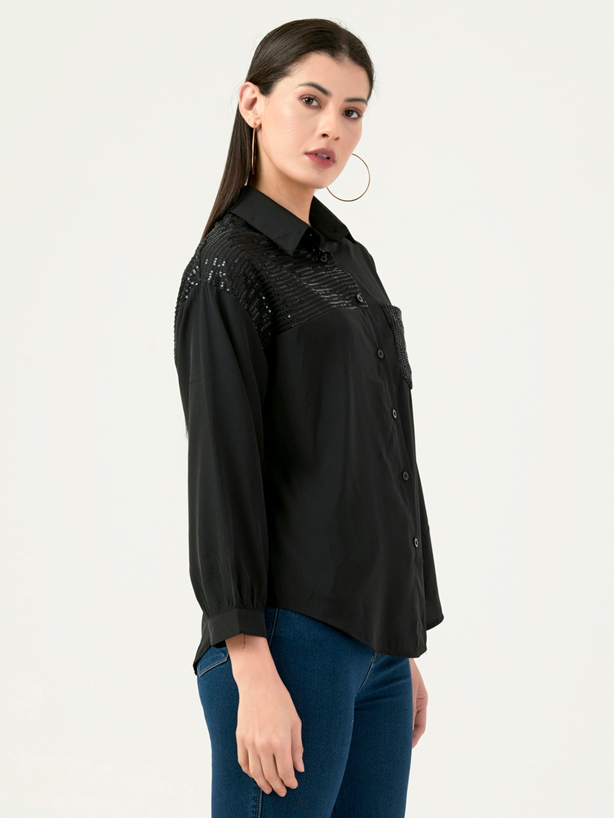 Albion Women Smart Premium Black Casual Shirt