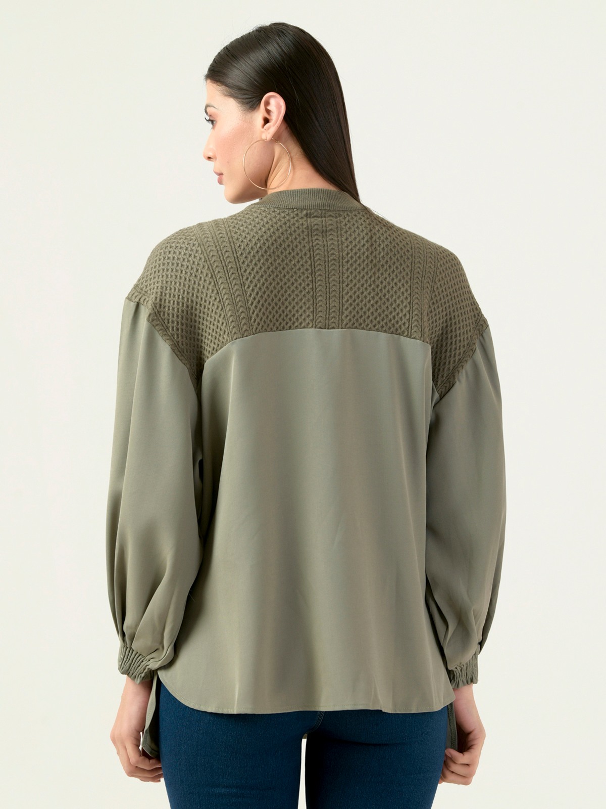 Albion Women Smart Premium Green Blouson Top