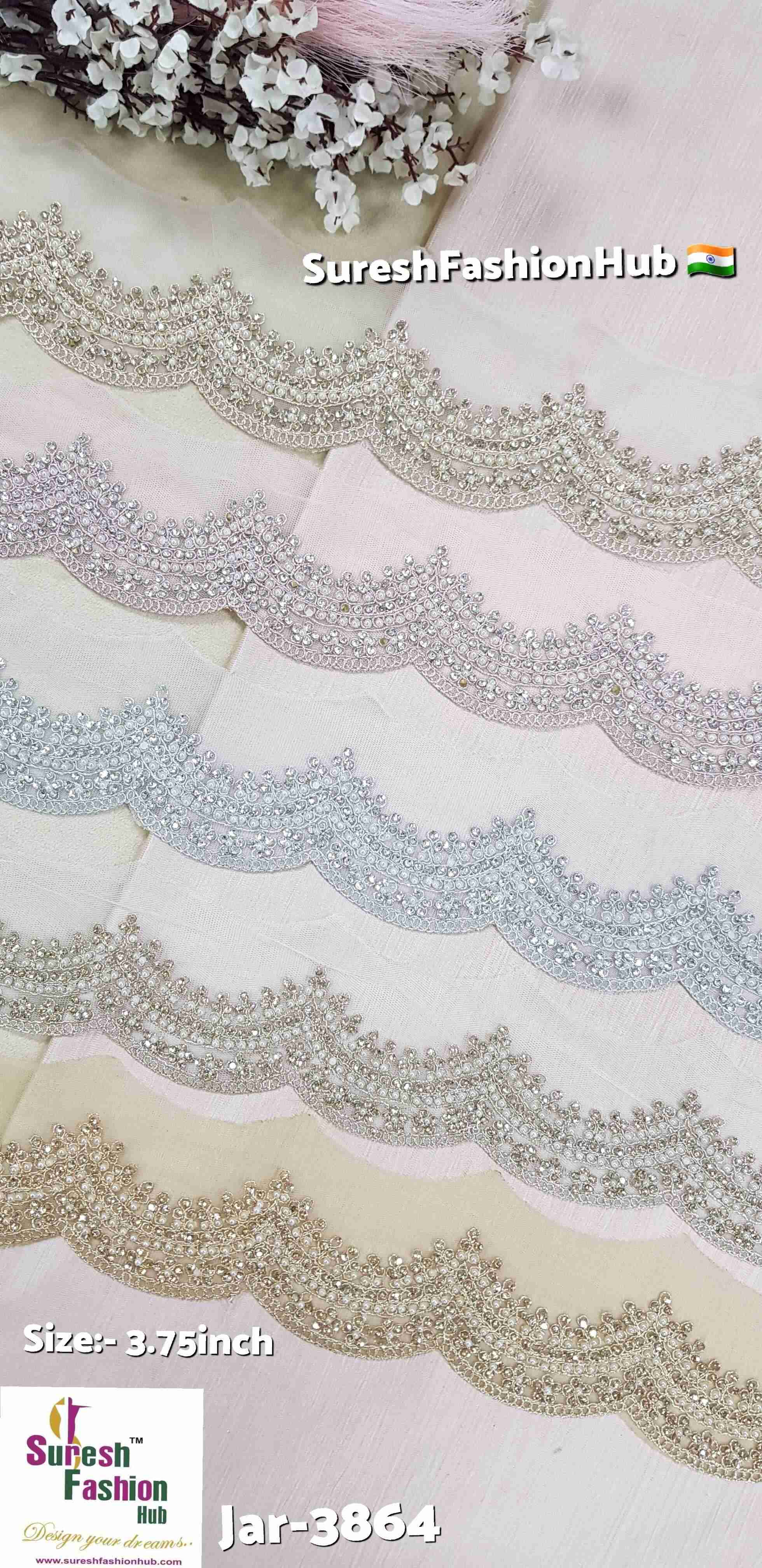 Antique Gold Scalloped Floral Net Lace