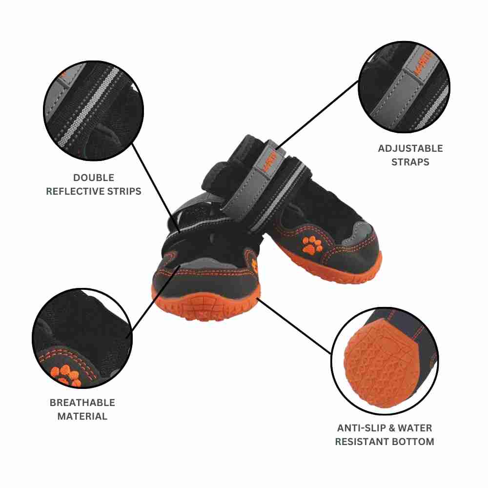 M-Pets Hiking Dog Shoes Anti-Slip Dog Boots for Rains, Snow, Cold, Hot & Rough Surfaces