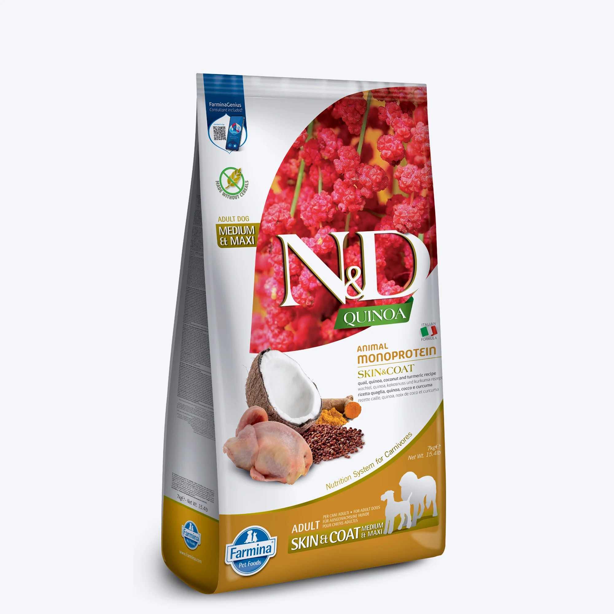 Farmina N & D Quinoa Animal Monoprotein Dog Skin & Coat Adult Medium and Maxi 2.5Kg