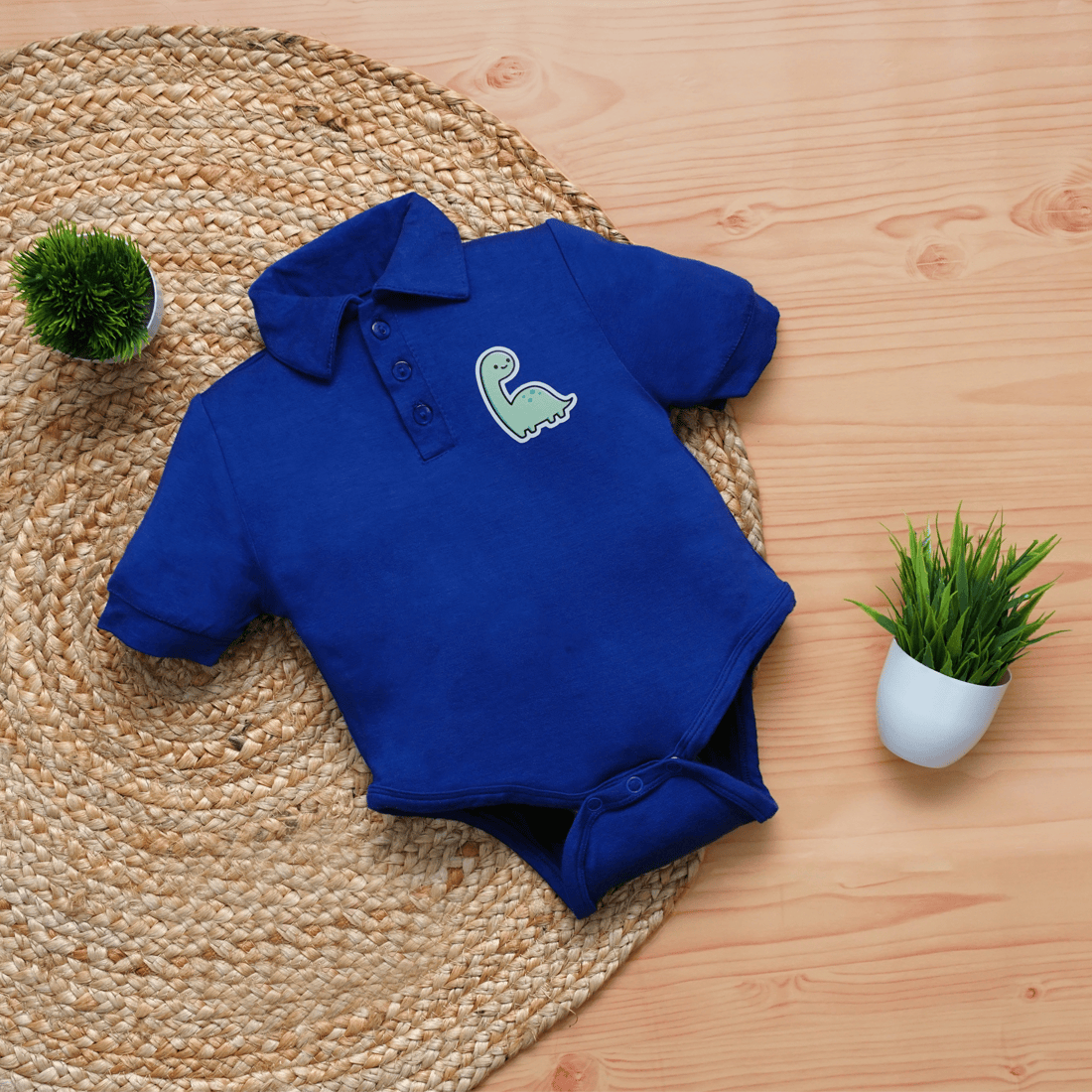 Kidbea | Kidbea Bamboo Soft Fabric onesie For Baby Boy-Blue Dino 0