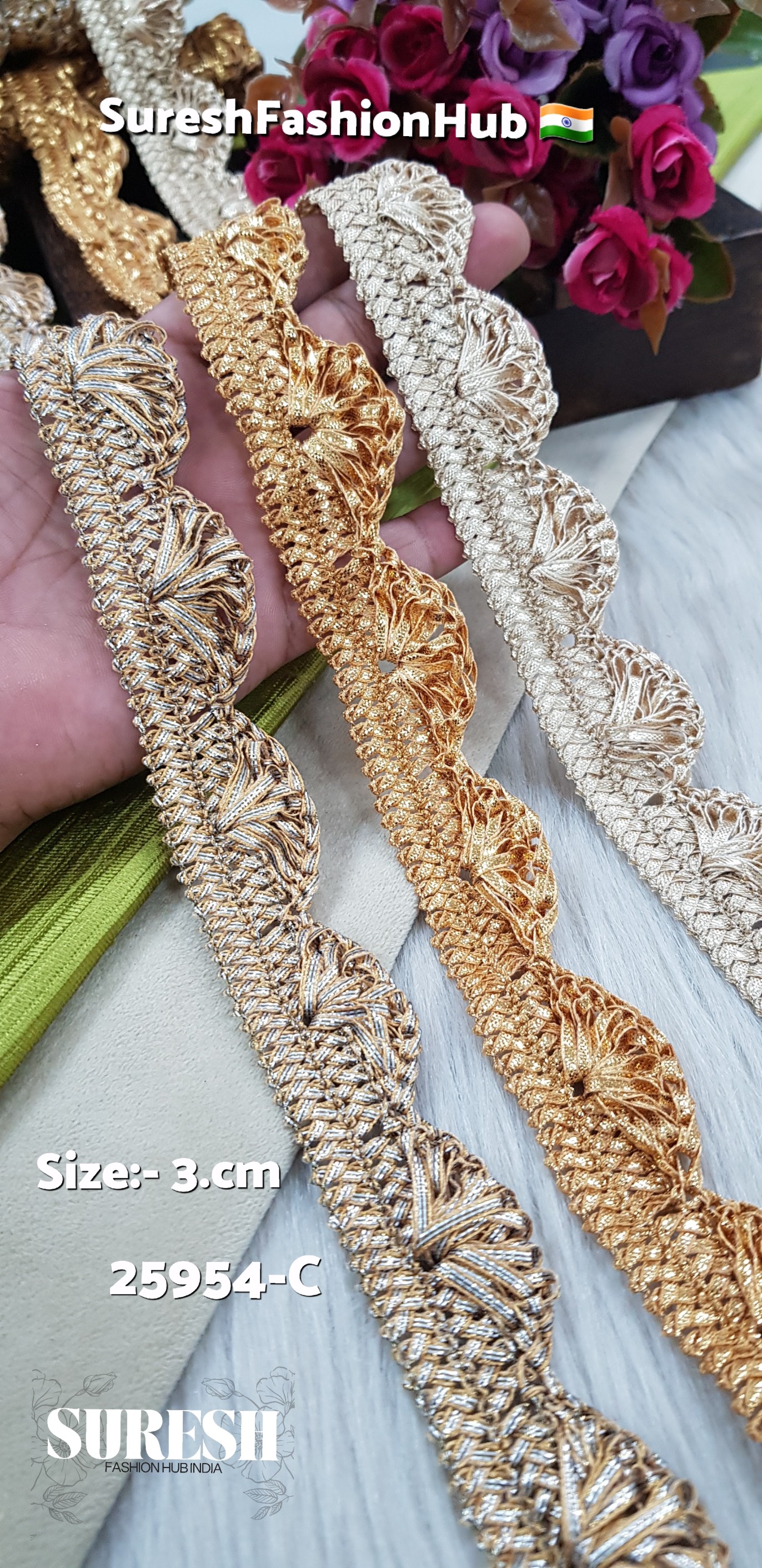 25954-C Two Tone Jhalar Gota Pankha Lace