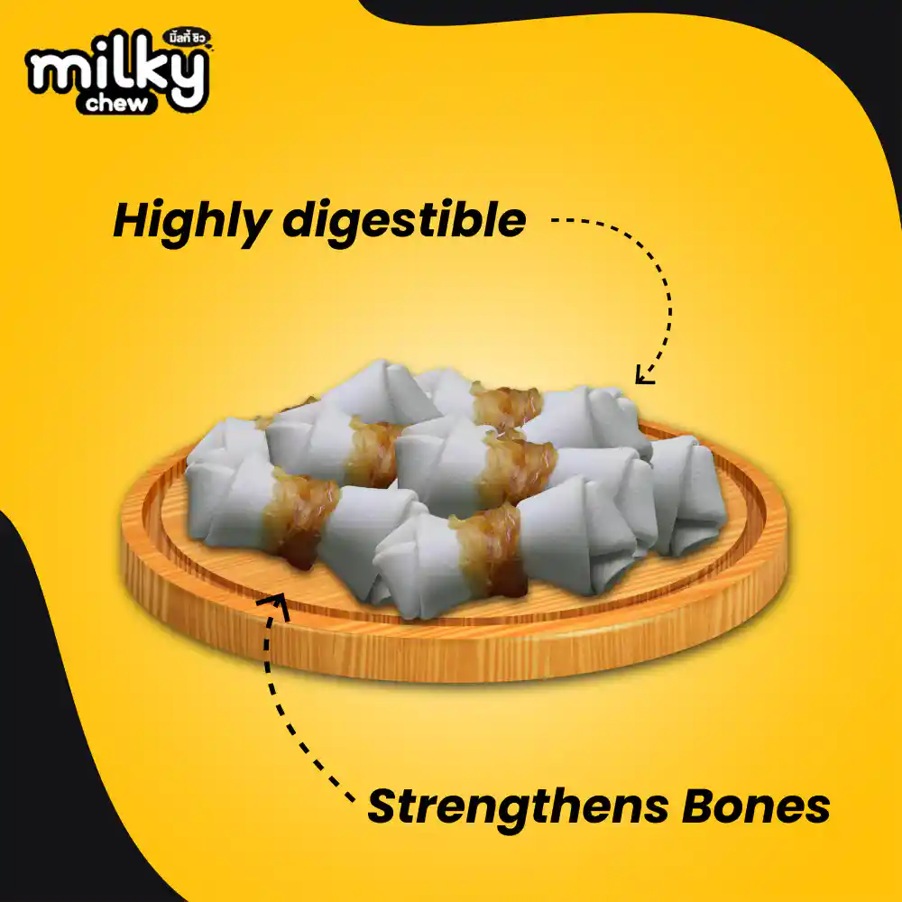 Dogaholic Milky Chew Cheese & Chicken Bones Dog Treats - 10 Pieces
